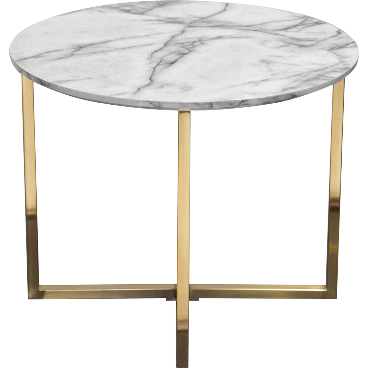 Diamond Sofa - Vida 24" Round End Table with Faux Marble Top and Brushed Gold Metal Frame