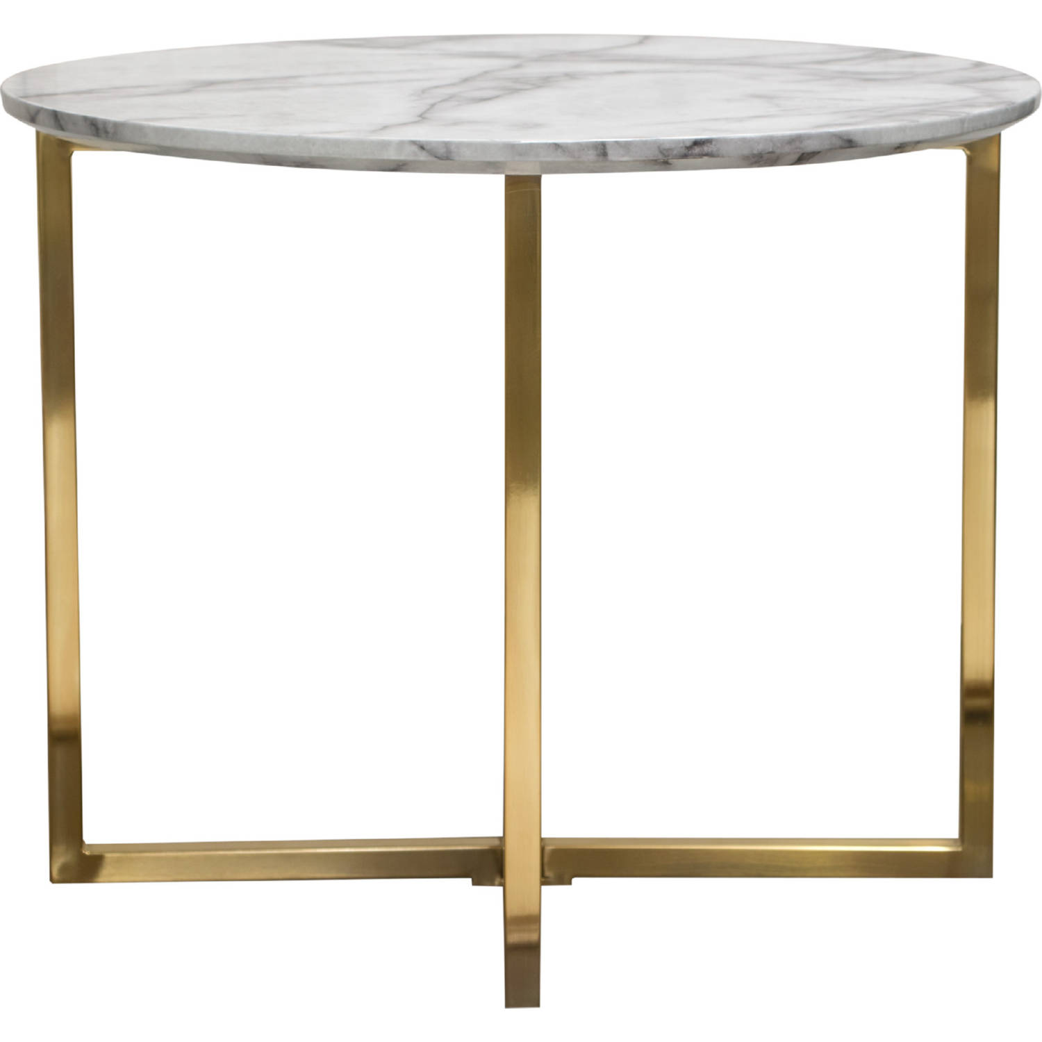 Diamond Sofa - Vida 24" Round End Table with Faux Marble Top and Brushed Gold Metal Frame