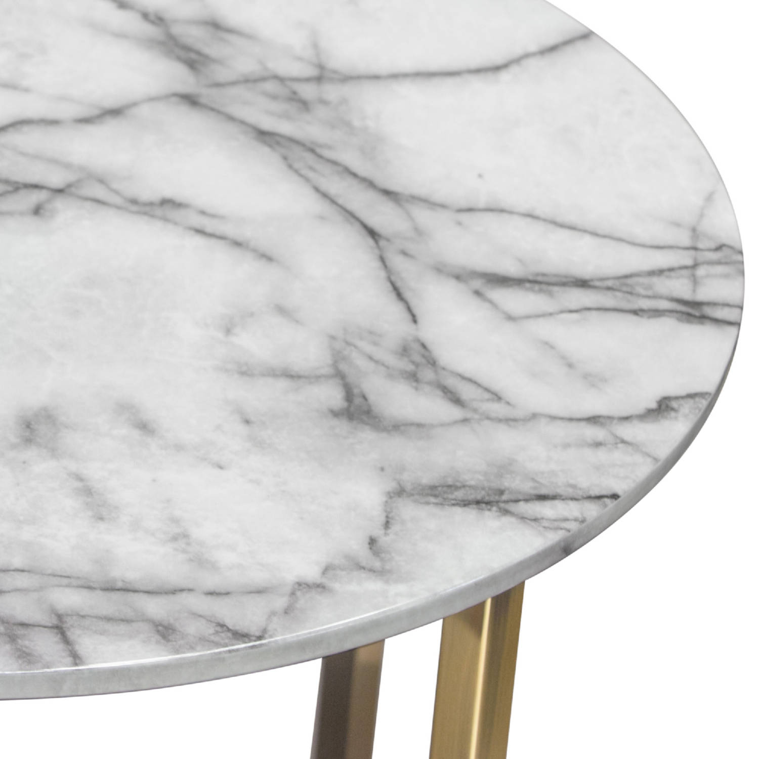 Diamond Sofa - Vida 24" Round End Table with Faux Marble Top and Brushed Gold Metal Frame