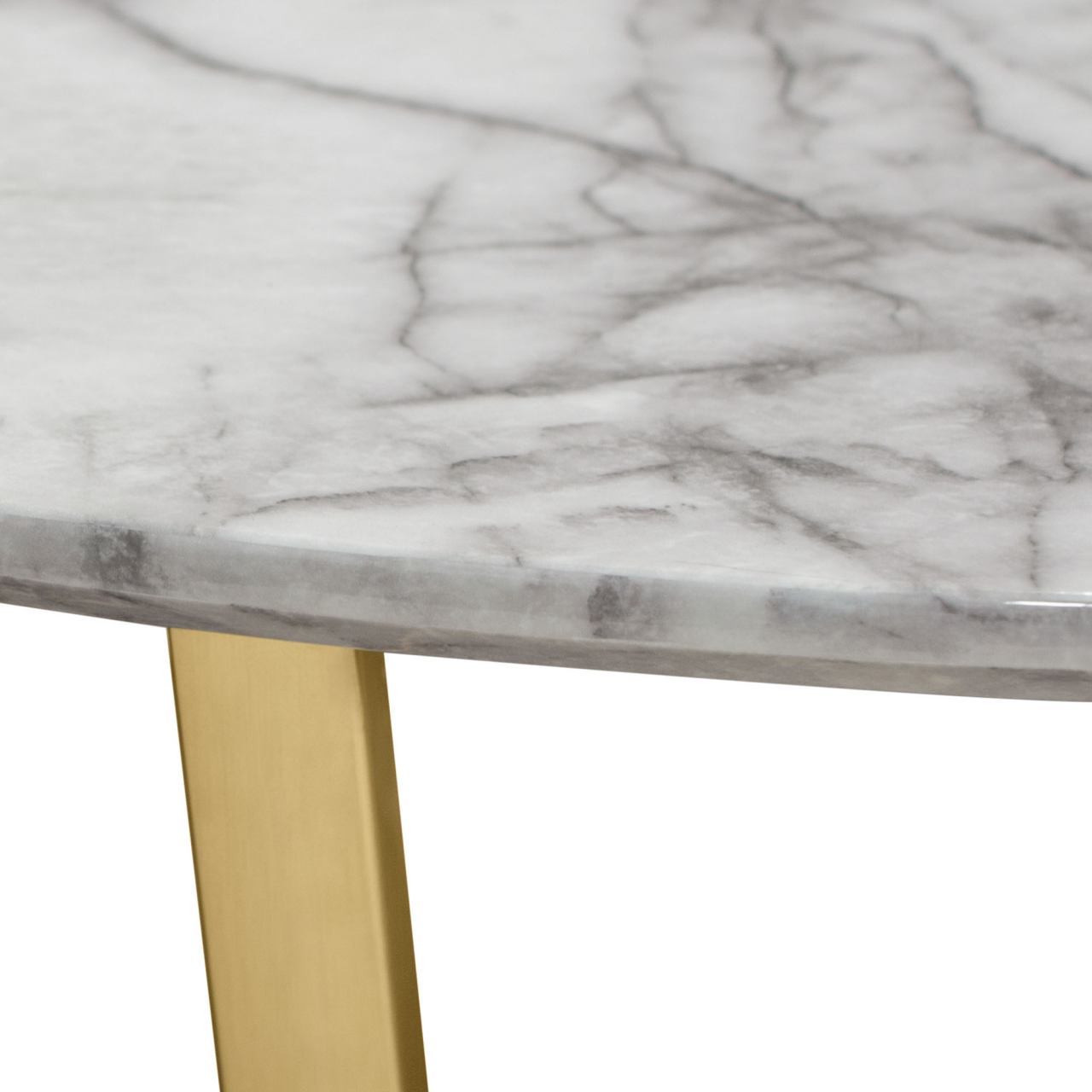 Diamond Sofa Vida Round Cocktail Table with Faux Marble Top and Brushed Gold Metal Frame