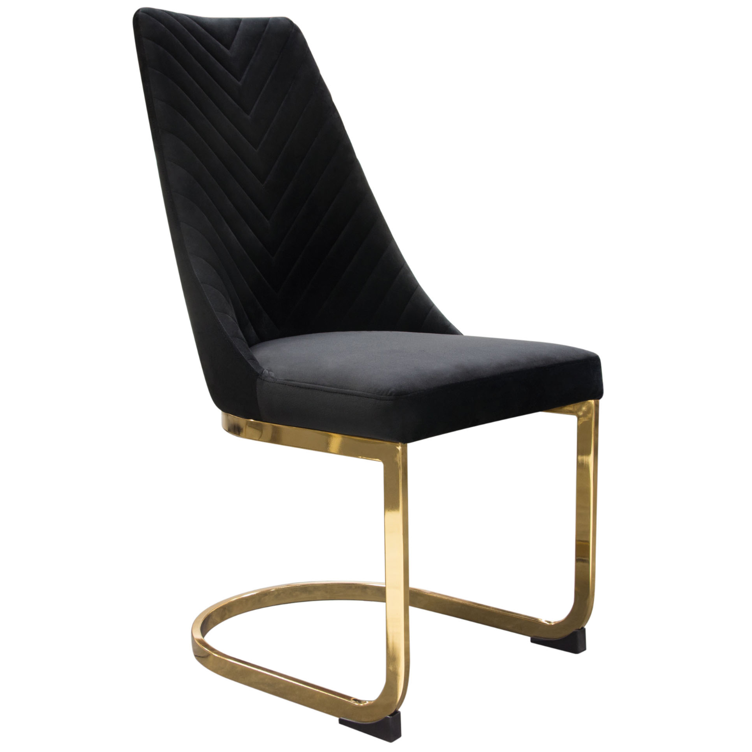 Diamond Sofa Vogue Velvet Dining Chairs with Polished Gold Metal Base (Set of 2) - Black