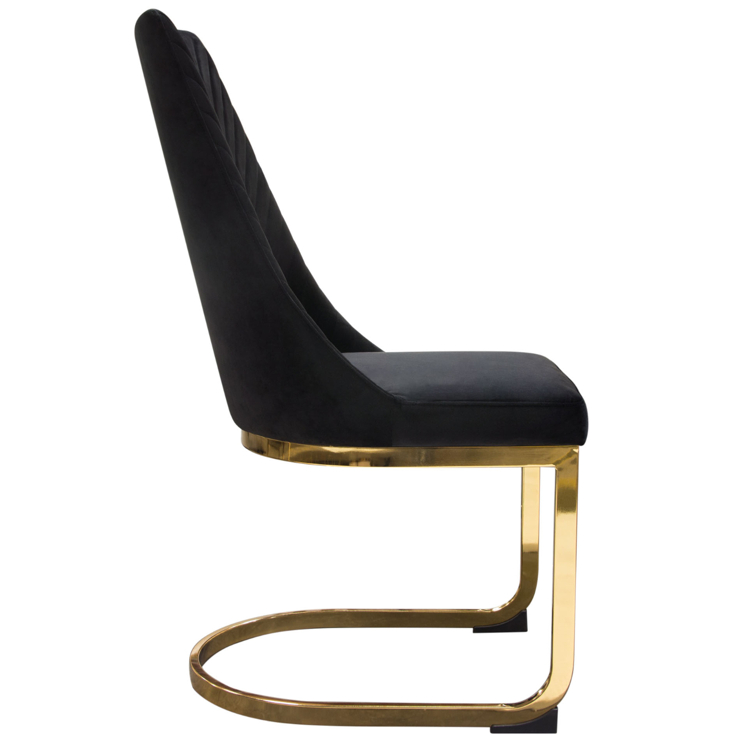 Diamond Sofa Vogue Velvet Dining Chairs with Polished Gold Metal Base (Set of 2) - Black