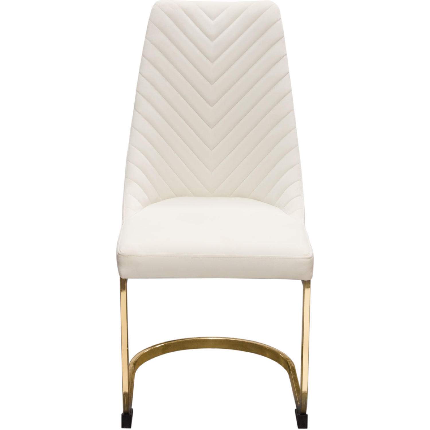 Diamond Sofa Vogue Velvet Dining Chairs with Polished Gold Metal Base (Set of 2) - Cream