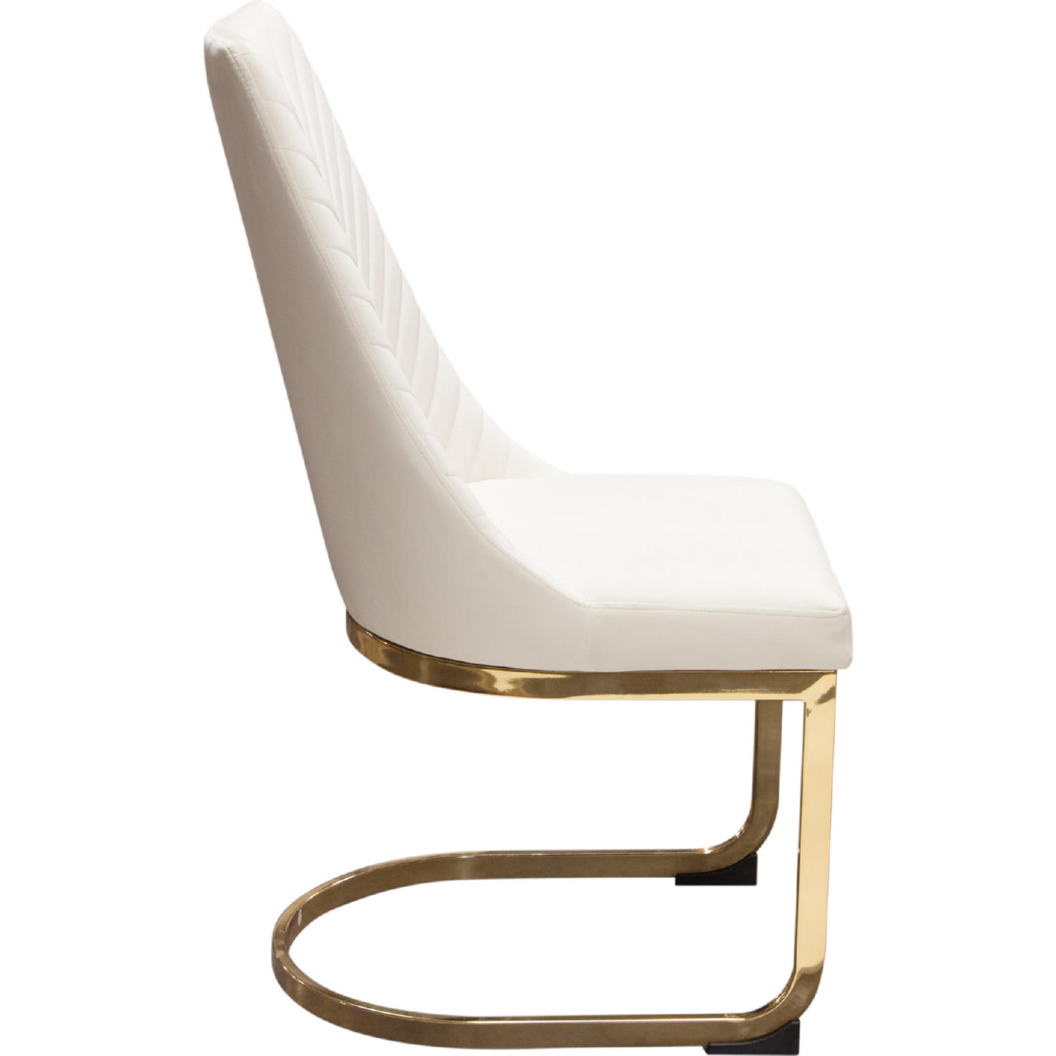 Diamond Sofa Vogue Velvet Dining Chairs with Polished Gold Metal Base (Set of 2) - Cream