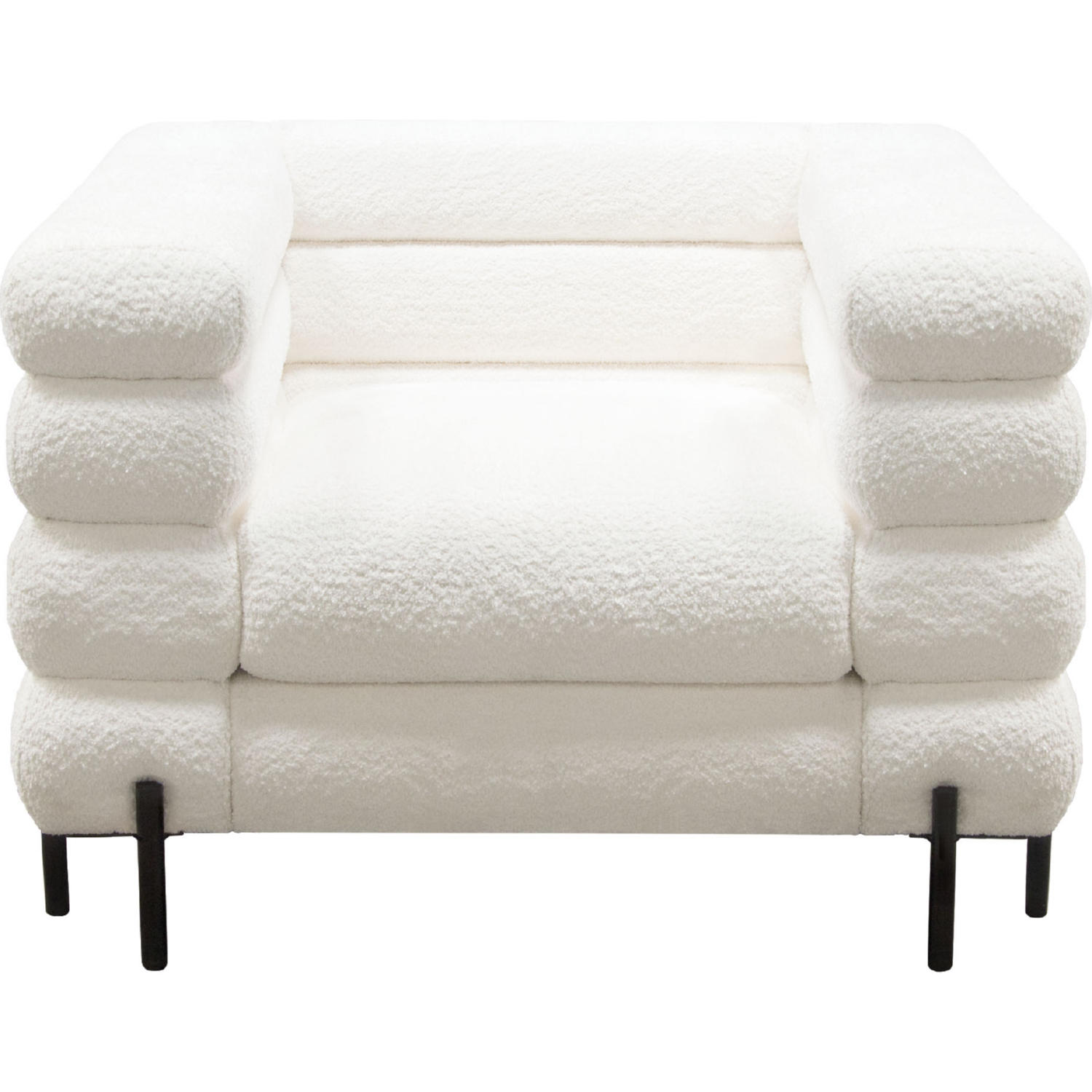 Diamond Sofa™ Vox Faux Shearling Chair with Black Powder Metal Legs - White