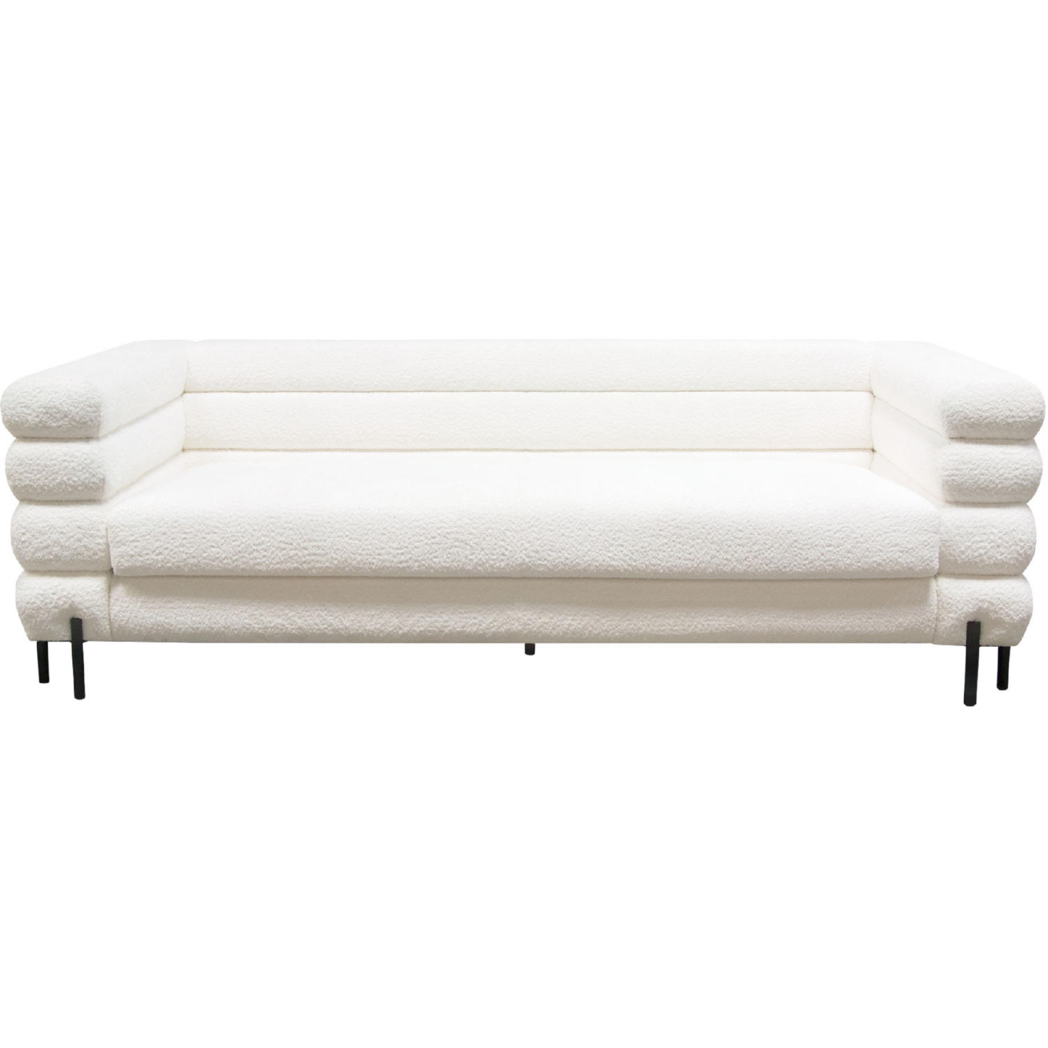 Diamond Sofa - Vox Faux Shearling Sofa with Black Powder Metal Legs in White