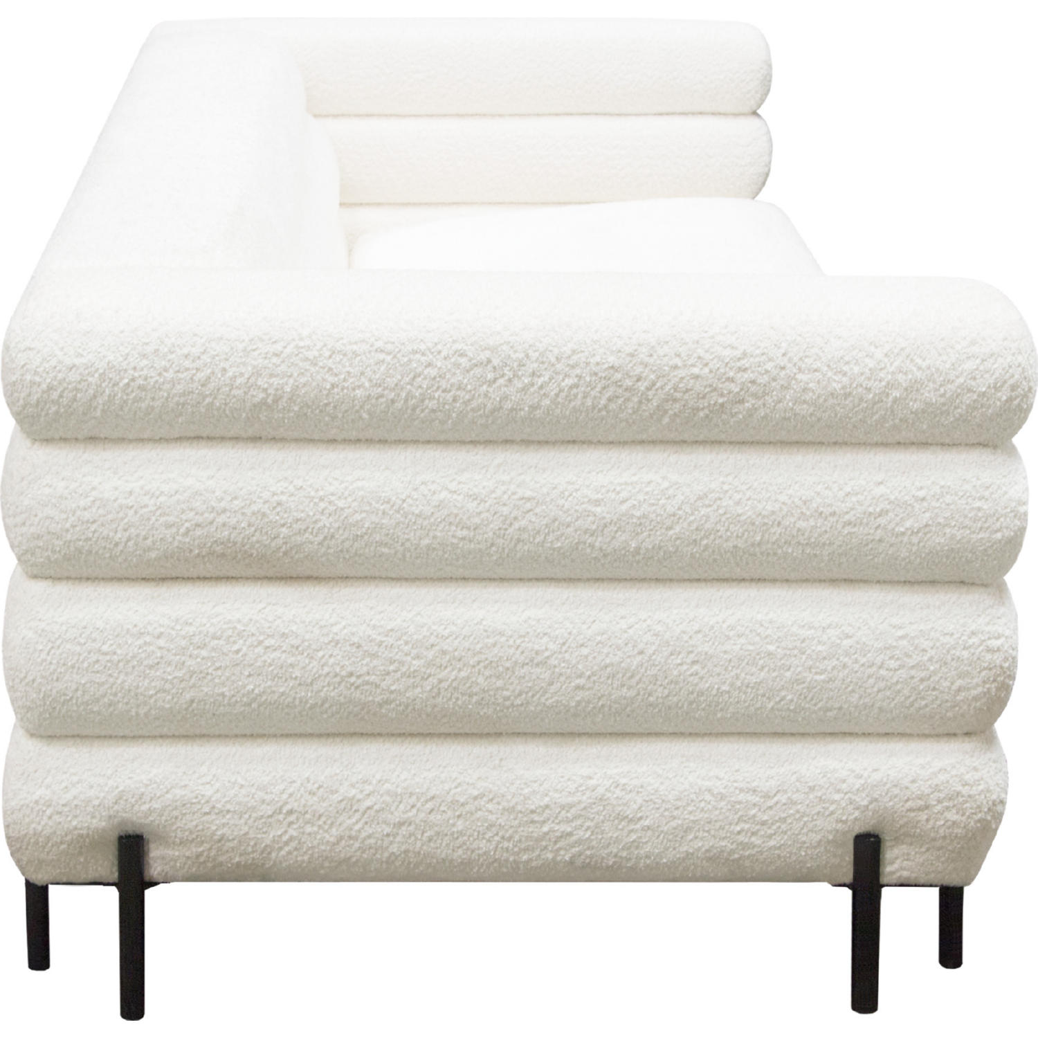 Diamond Sofa - Vox Faux Shearling Sofa with Black Powder Metal Legs in White