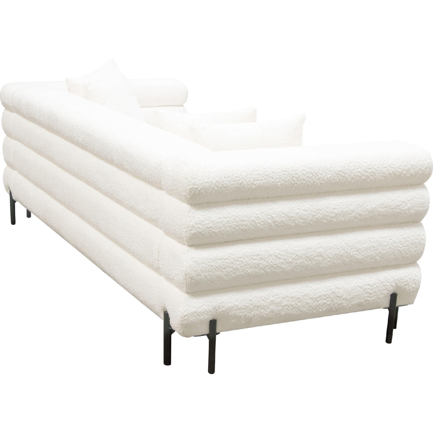 Diamond Sofa - Vox Faux Shearling Sofa with Black Powder Metal Legs in White