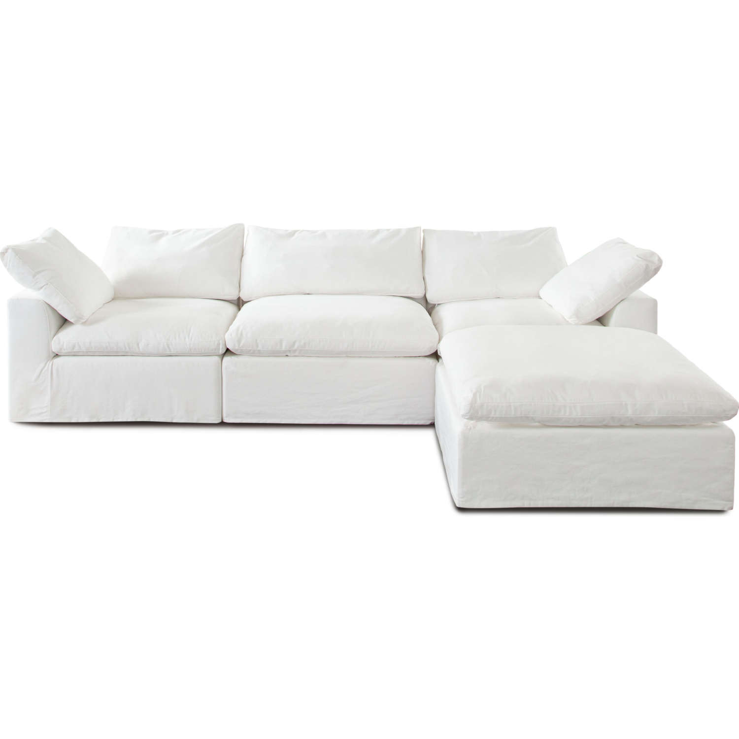 Diamond Sofa - Willow 4PC Linen Fabric Modular Reversible Chaise Sectional in White