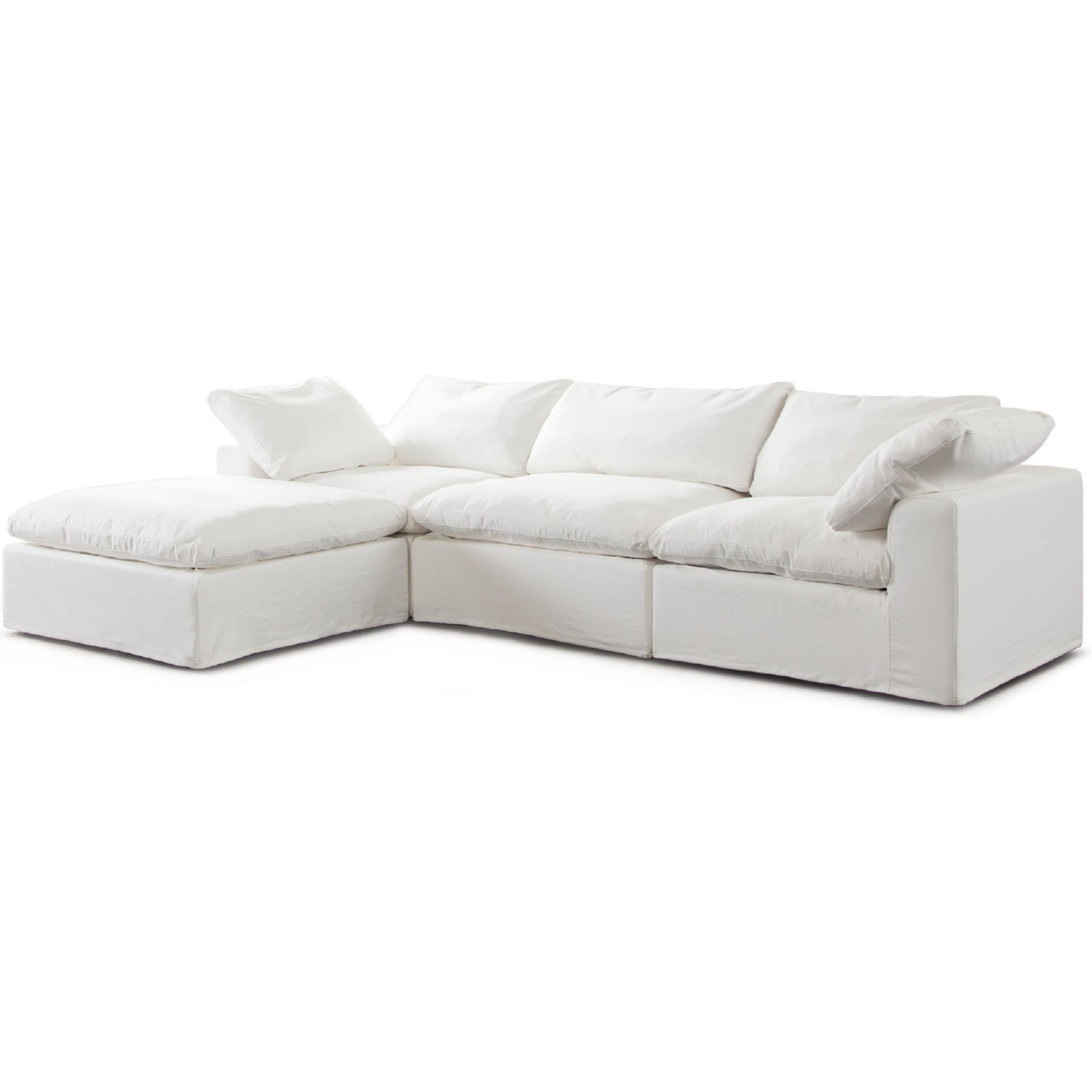 Diamond Sofa - Willow 4PC Linen Fabric Modular Reversible Chaise Sectional in White