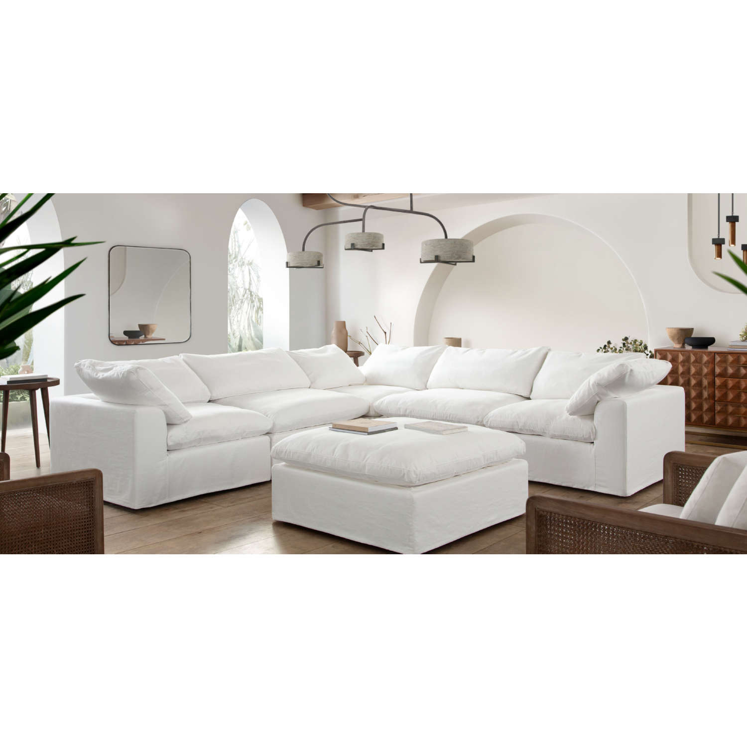 Diamond Sofa - Willow 5PC Linen Fabric Corner Sectional in White