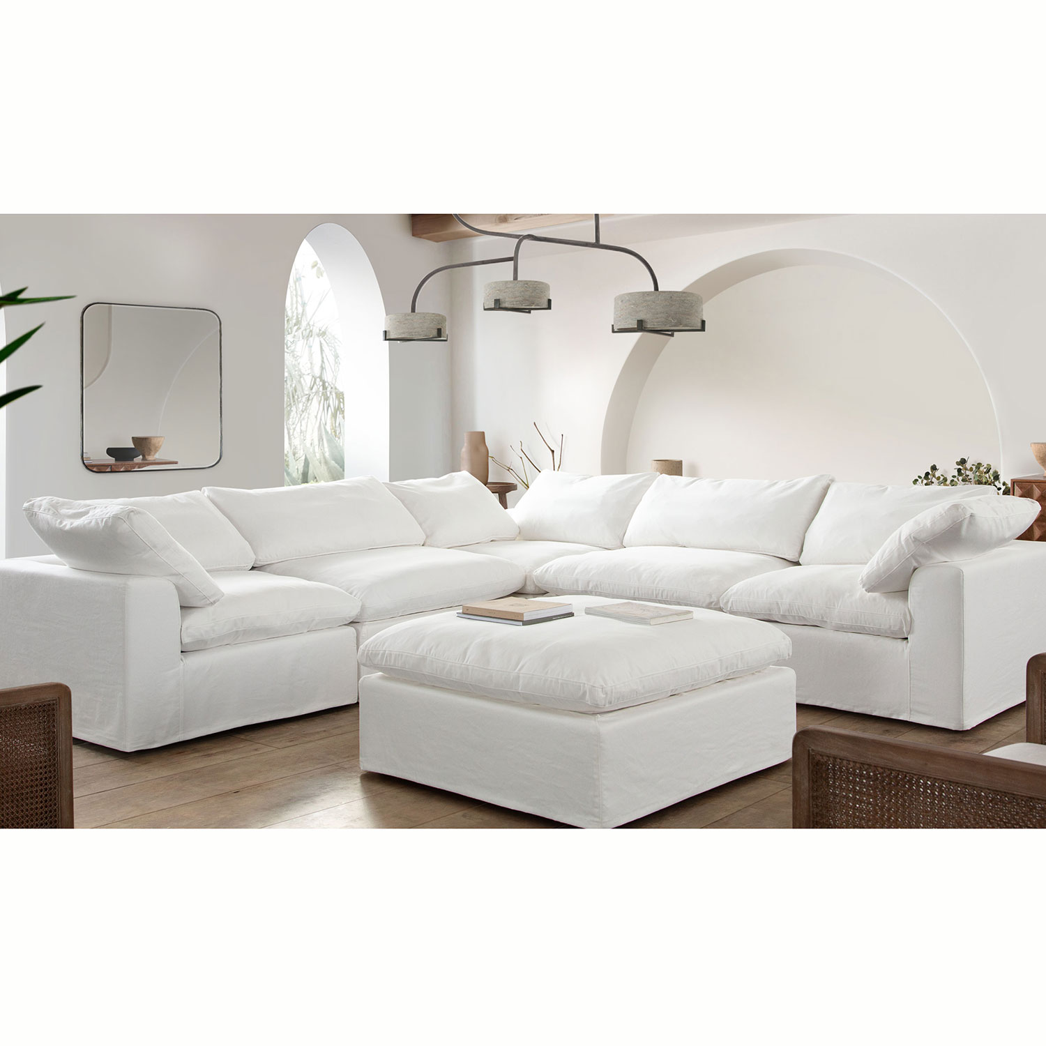 Diamond Sofa™ Willow Linen Fabric Ottoman - White