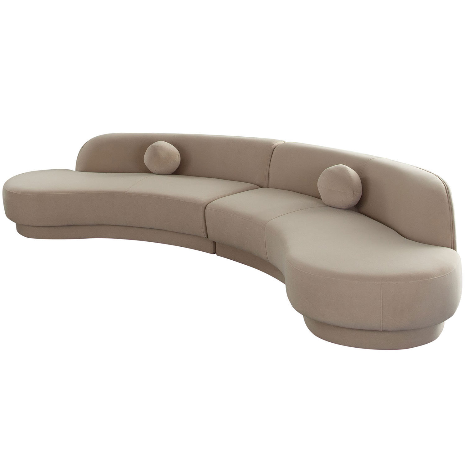 Diamond Sofa - Zelda Performance Velvet Modular Curved Armless Sofa & Chaise with Two Accent Pillow Balls