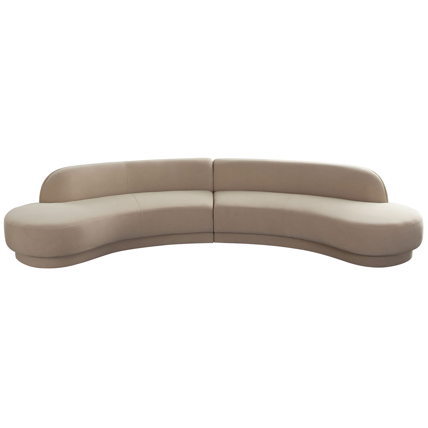 Diamond Sofa Zelda 2PC Performance Velvet Modular Curved Armless Chaise with Two Accent Pillow Balls - Light Camel