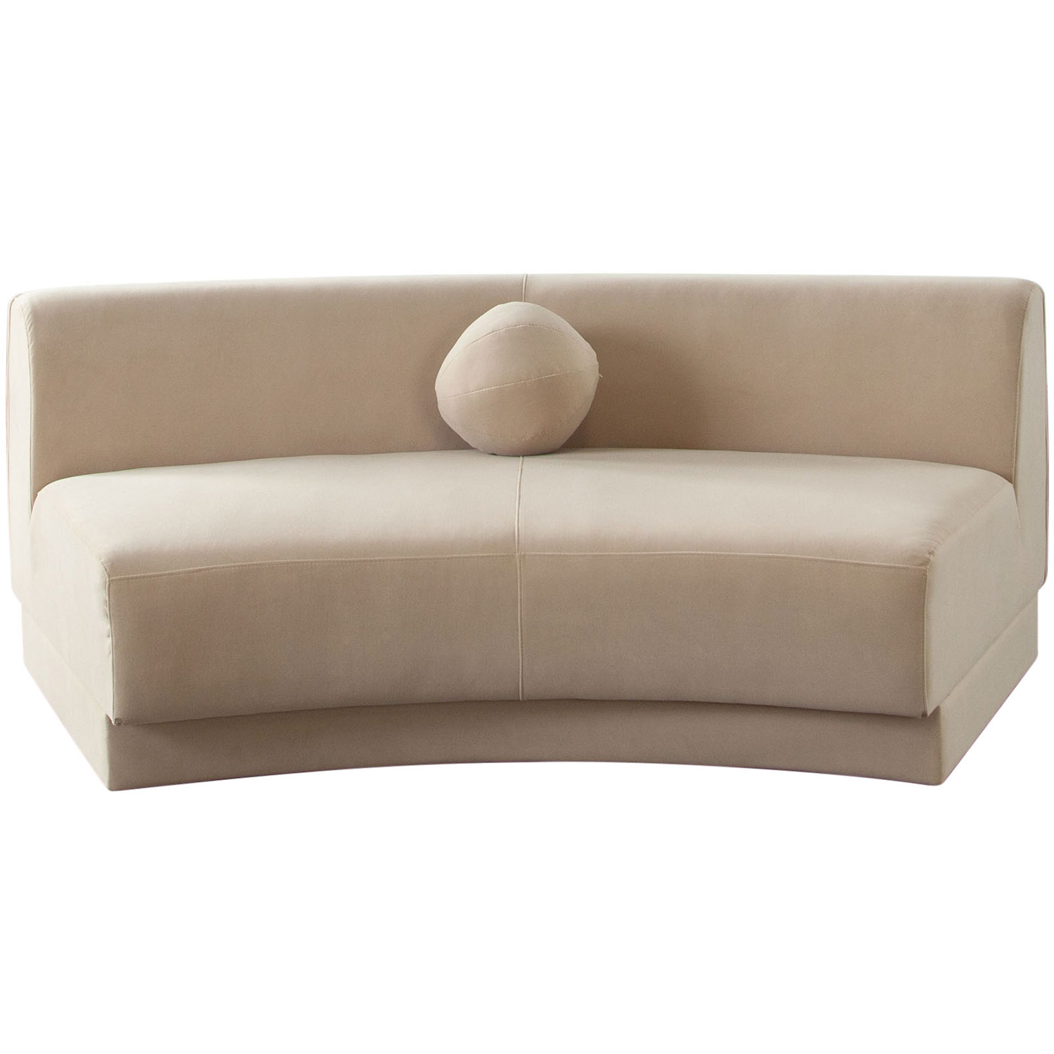 Diamond Sofa Zelda Performance Velvet Curved Armless Sofa with One Accent Pillow Ball - Light Camel