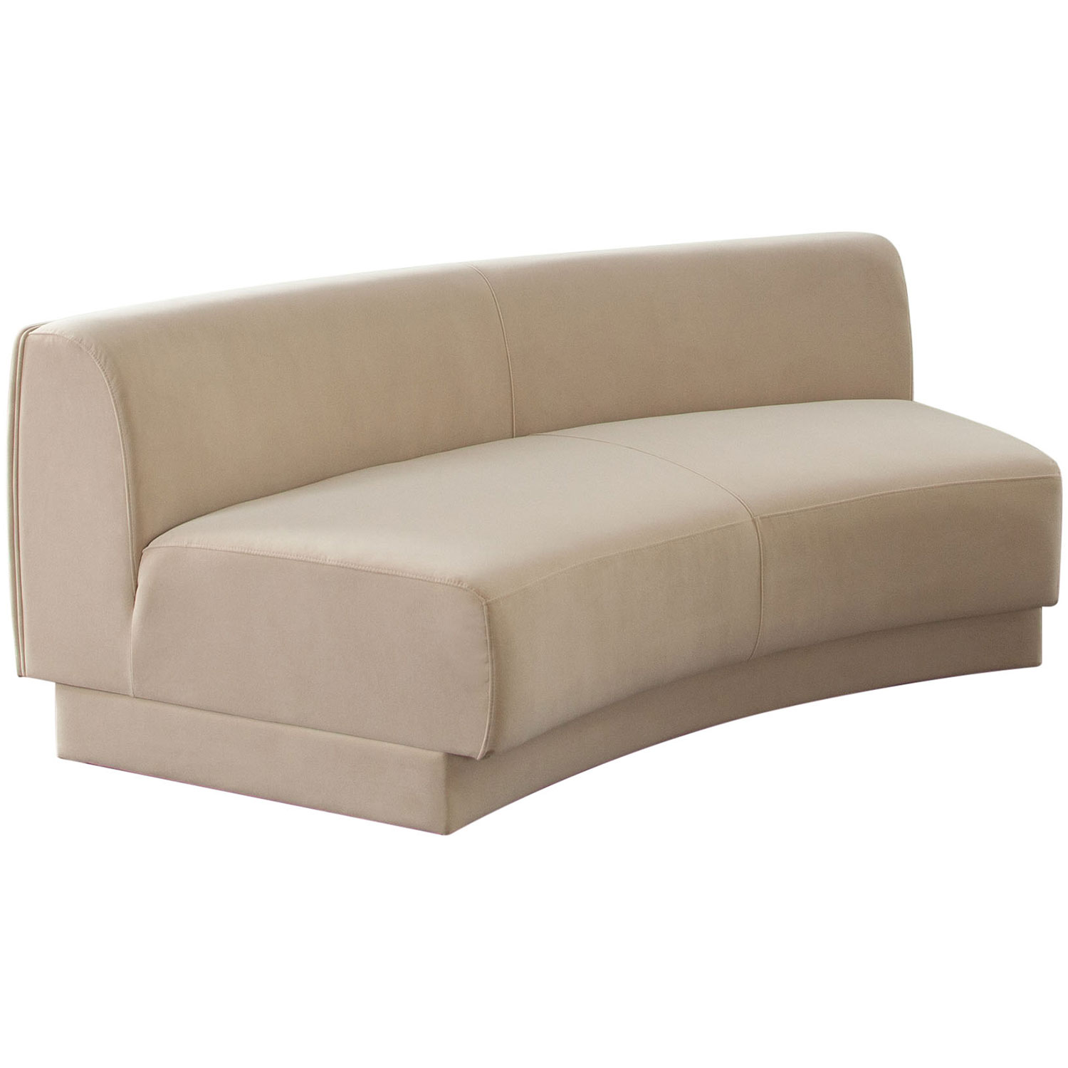 Diamond Sofa Zelda Performance Velvet Curved Armless Sofa with One Accent Pillow Ball - Light Camel