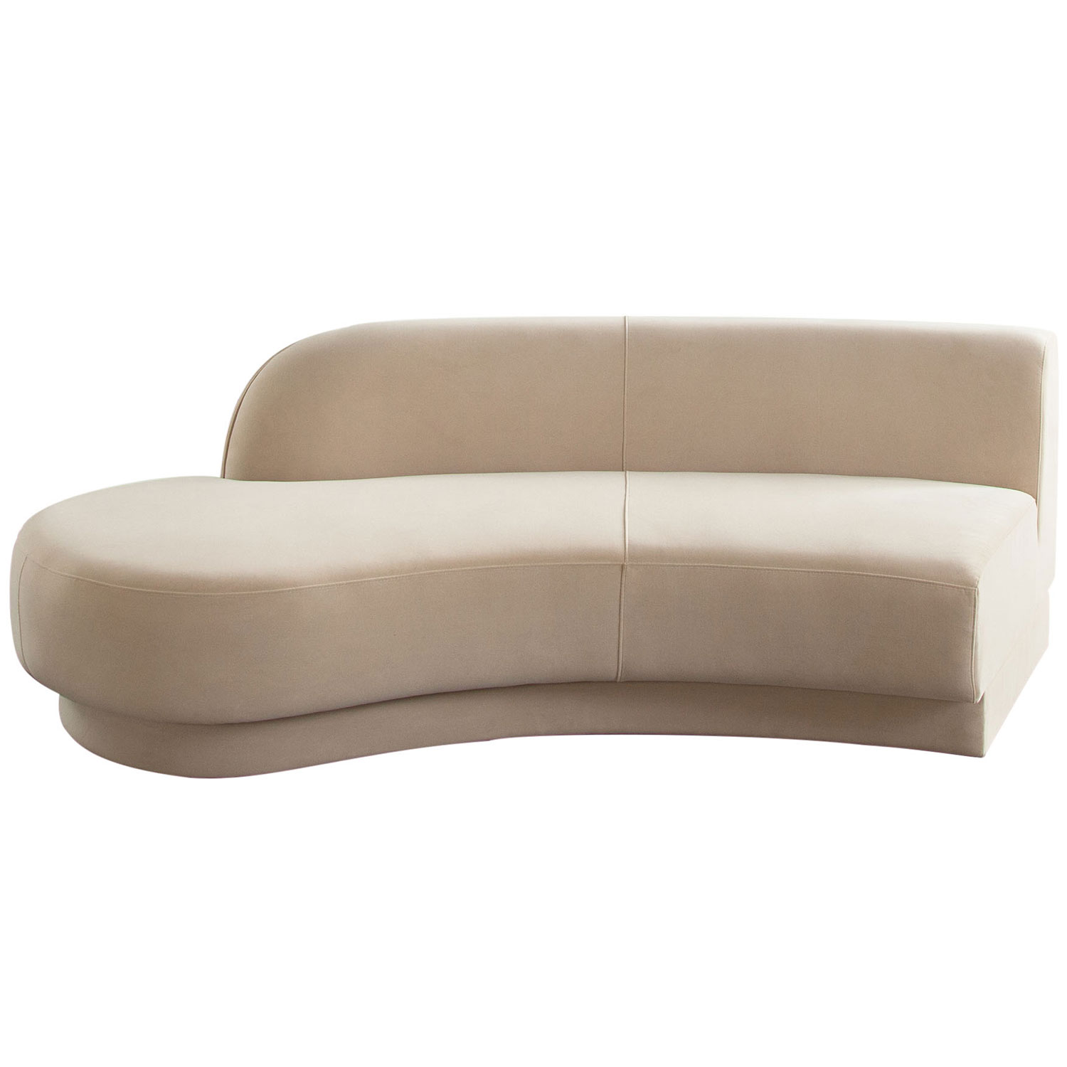 Diamond Sofa - Zelda Performance Velvet Curved Armless Sofa with One Accent Pillow Ball