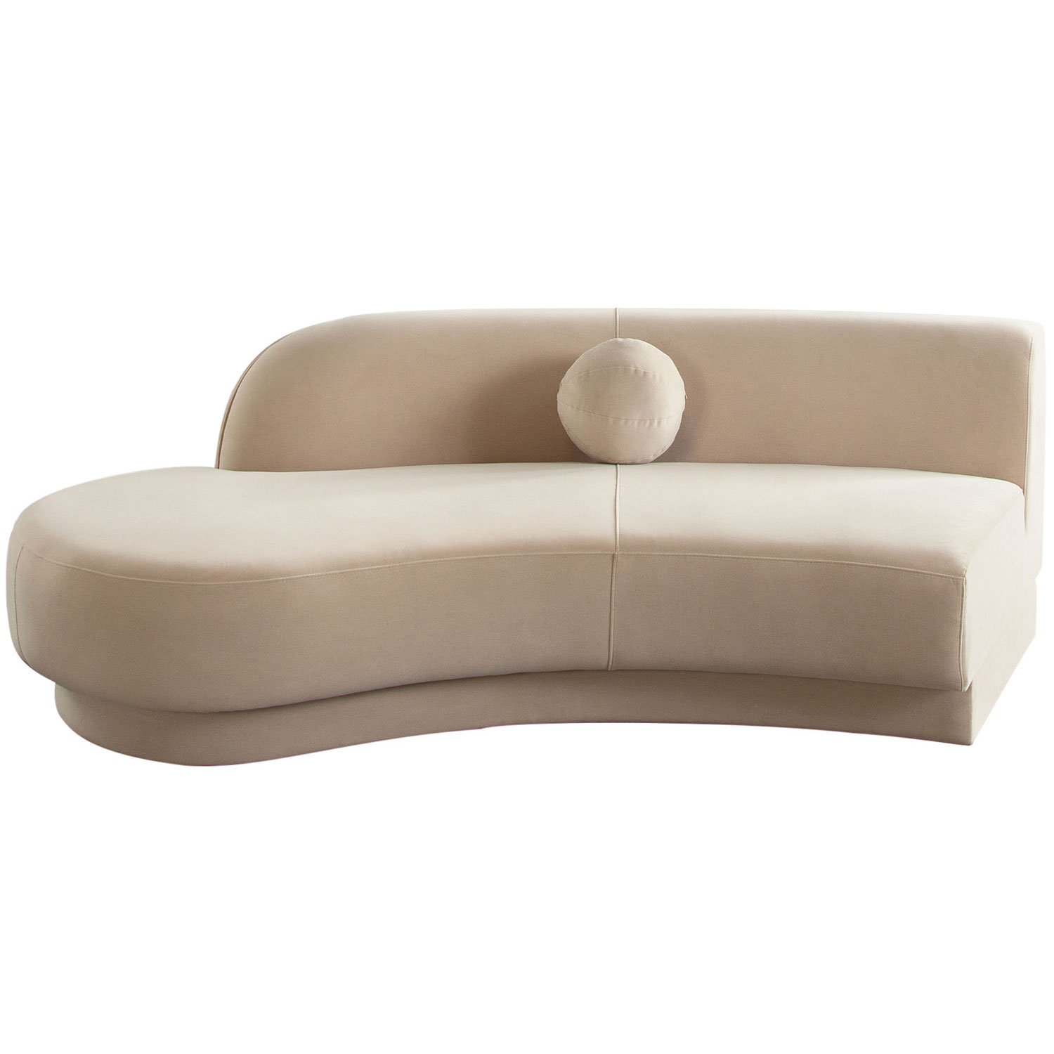 Diamond Sofa Zelda LF Performance Velvet Curved Chaise with One Accent Pillow Ball - Light Camel