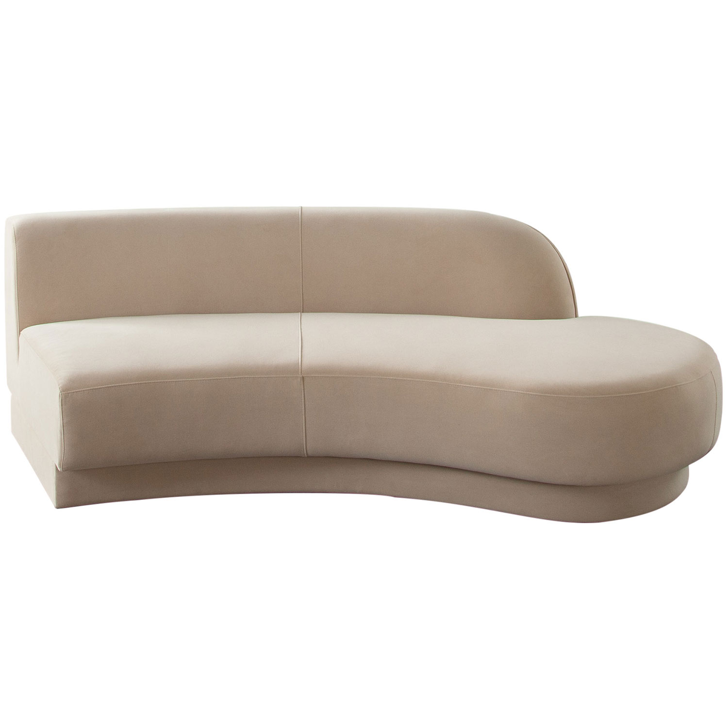 Diamond Sofa - Zelda Performance Velvet Curved Armless Sofa with One Accent Pillow Ball