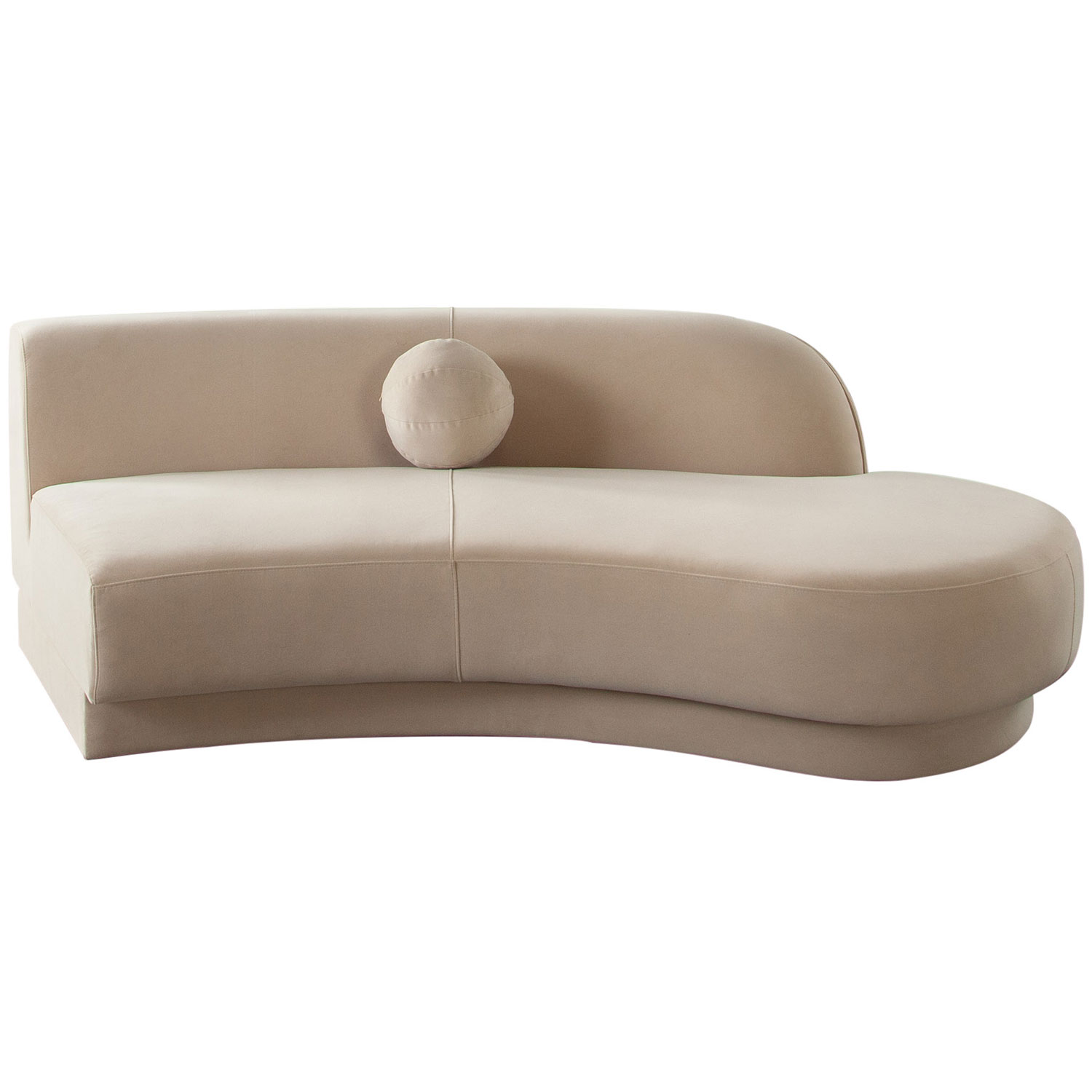 Diamond Sofa Zelda RF Performance Velvet Curved Chaise with One Accent Pillow Ball - Light Camel