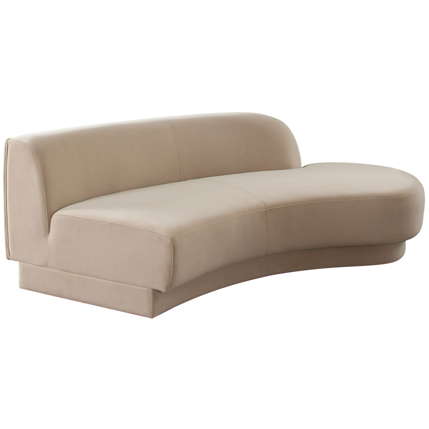 Diamond Sofa Zelda RF Performance Velvet Curved Chaise with One Accent Pillow Ball - Light Camel