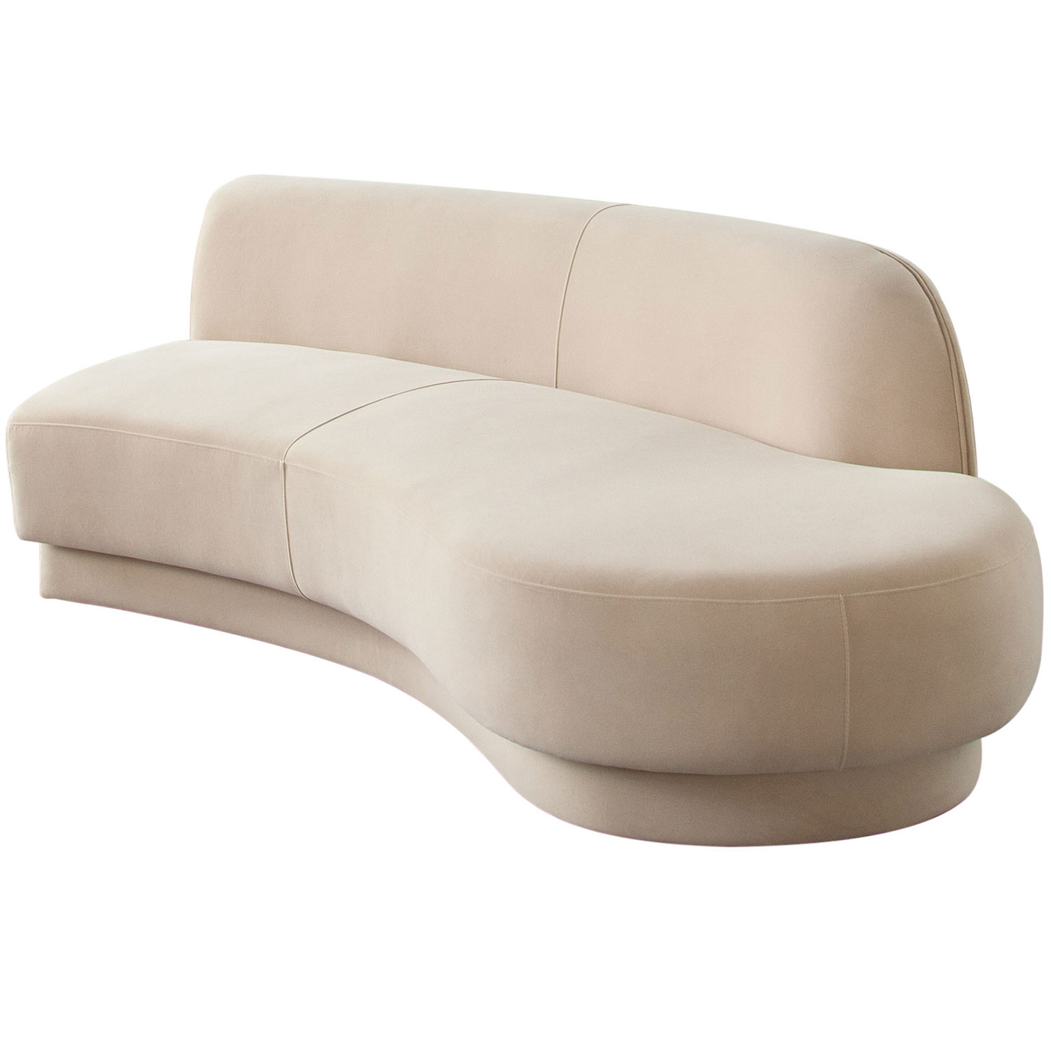 Diamond Sofa Zelda RF Performance Velvet Curved Chaise with One Accent Pillow Ball - Light Camel