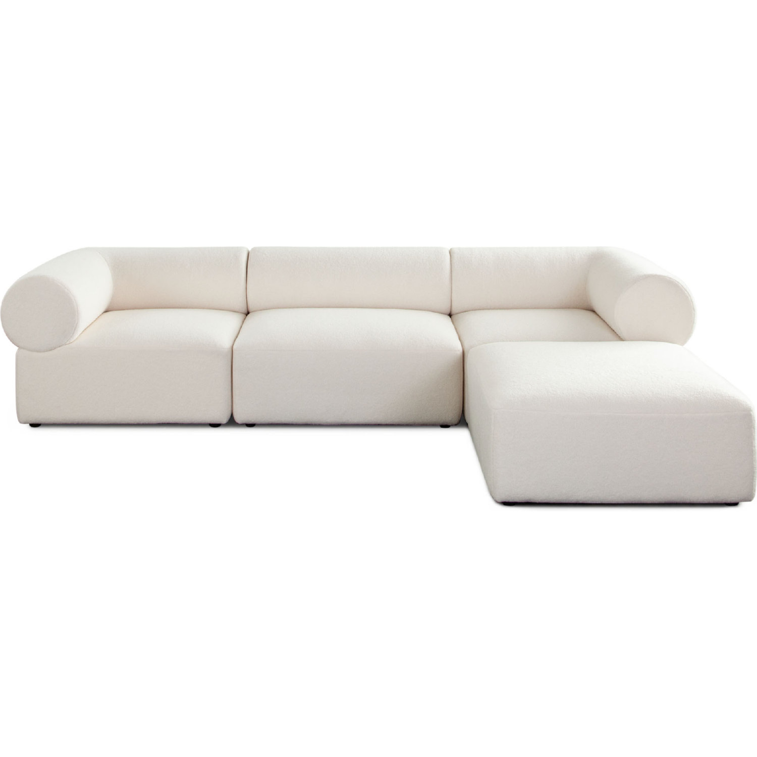 Diamond Sofa Zia 4PC Sherpa Fabric Modular Reversible Chaise Sectional - Ivory