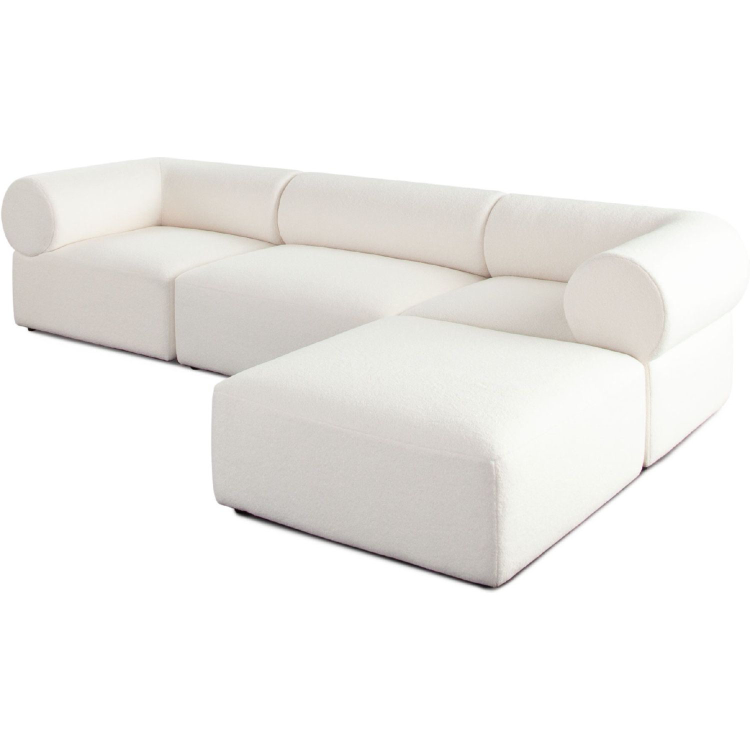 Diamond Sofa Zia 4PC Sherpa Fabric Modular Reversible Chaise Sectional - Ivory