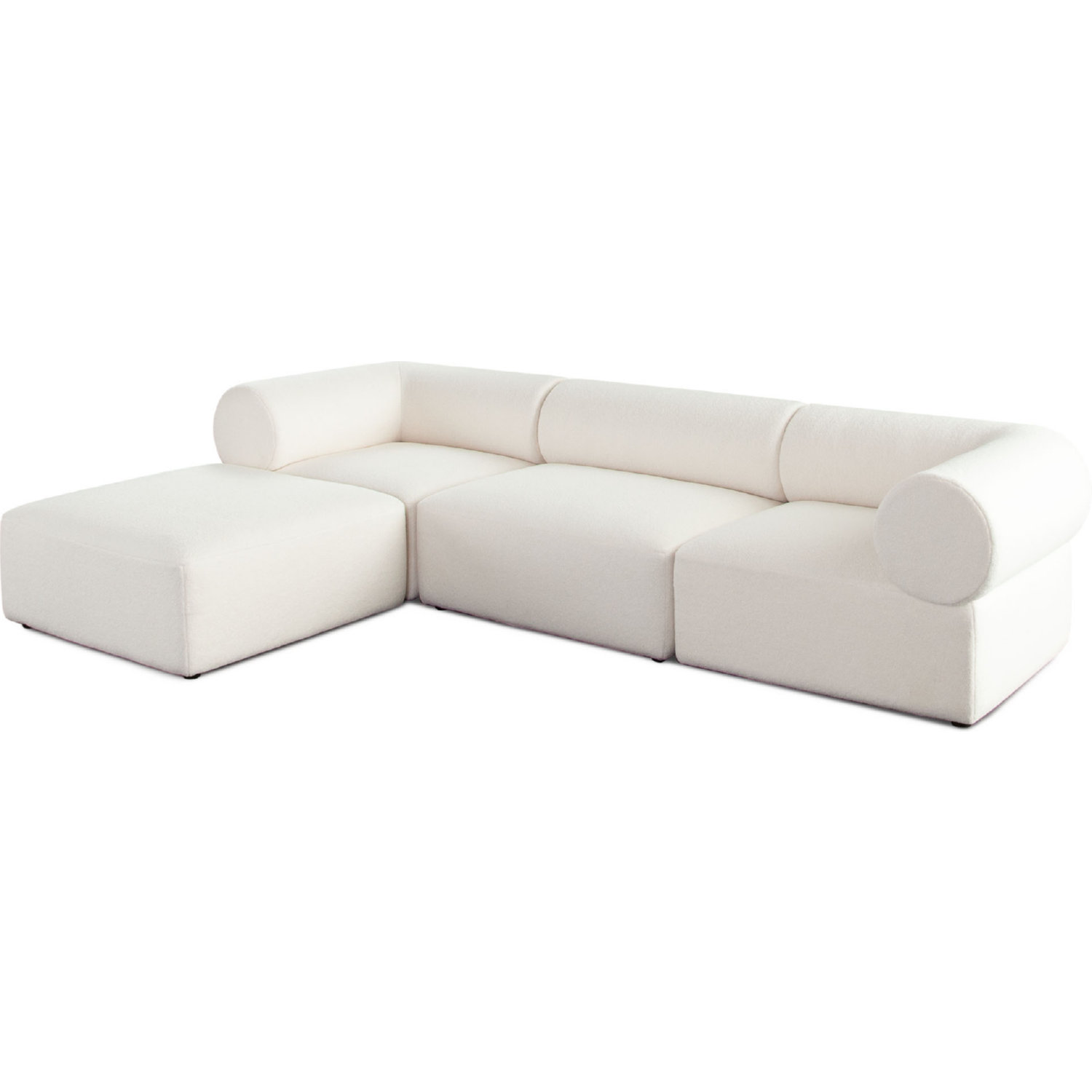 Diamond Sofa Zia 4PC Sherpa Fabric Modular Reversible Chaise Sectional - Ivory