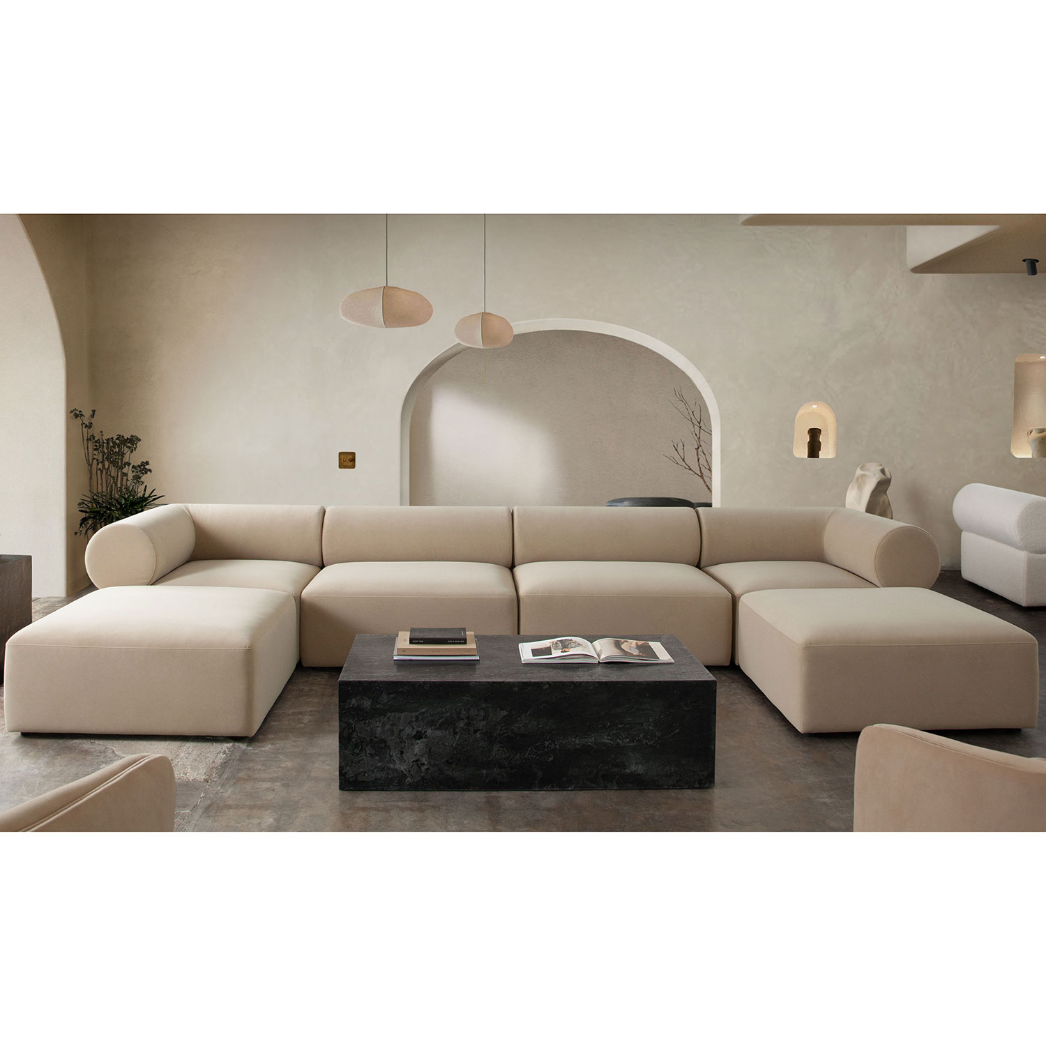 Diamond Sofa™ Zia Performance Velvet Fabric Ottoman - Light Camel