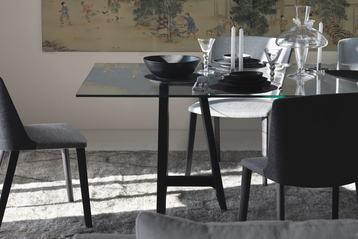 Driade Easel 86" Dining Table - Transparent/Charcoal