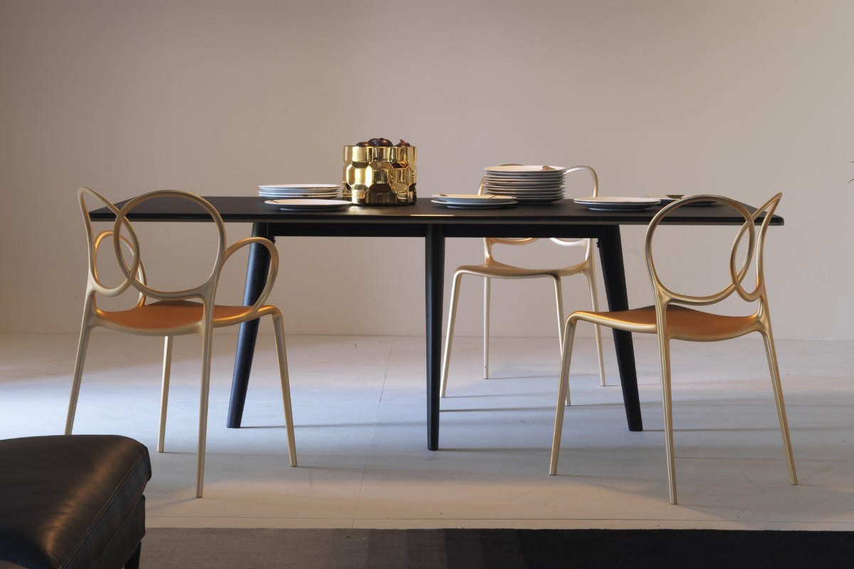 Driade François 82" Dining Table - Matt Mochaccino/Dark Brown