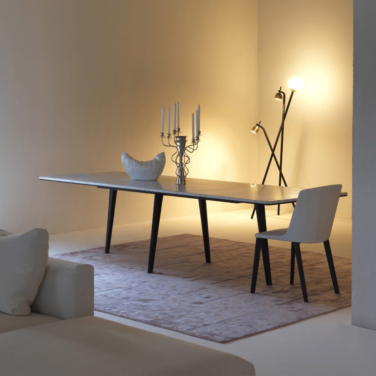 Driade François 106" Dining Table - White/Ebony