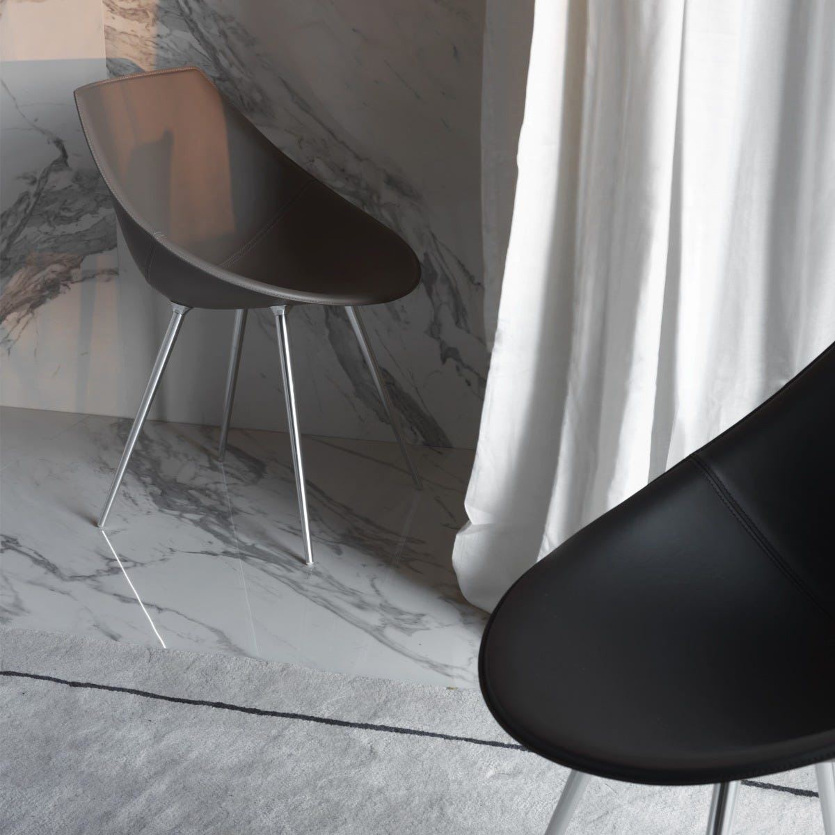 Driade Lagò Chair - Dark Beige/Aluminum