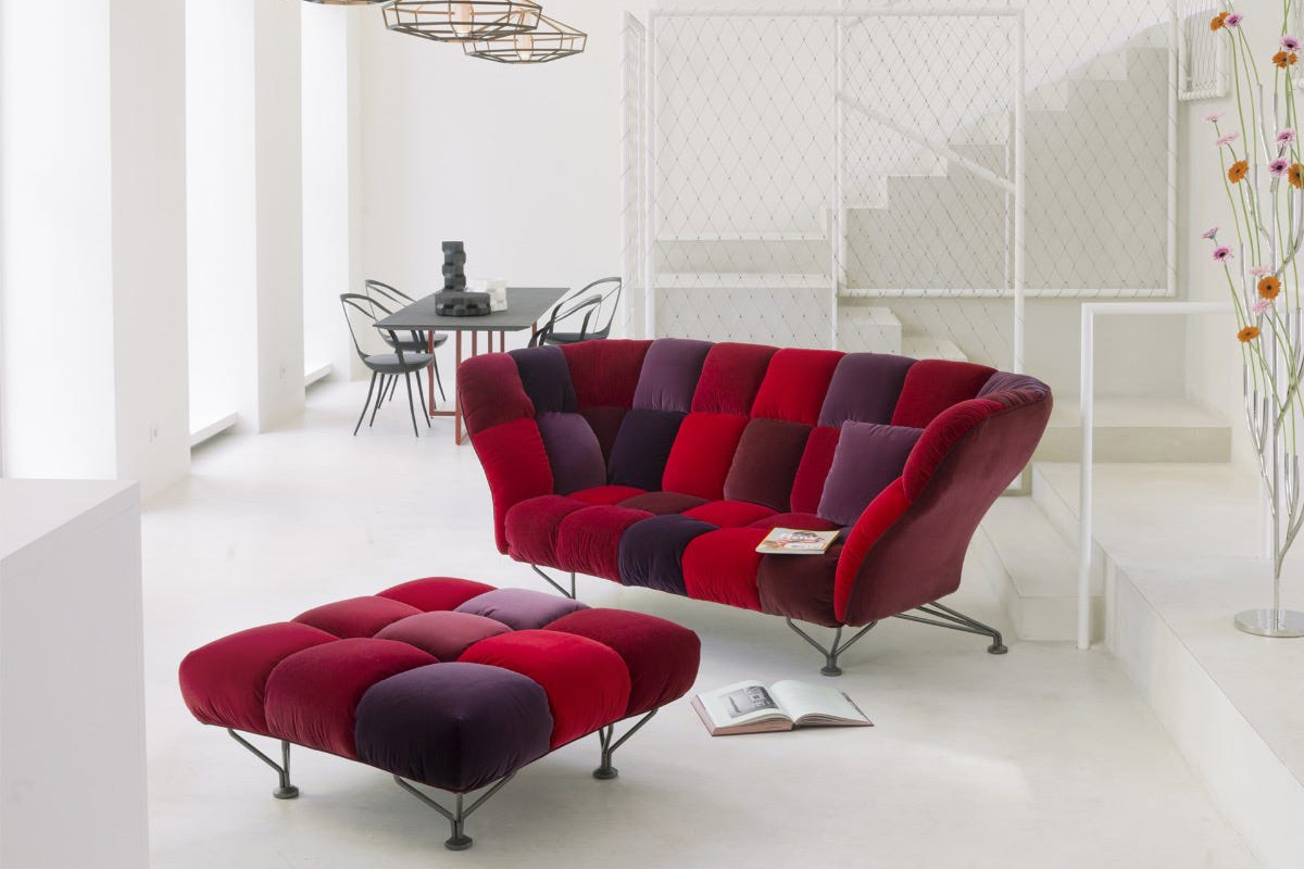 Driade 33 Cuscini Stationary Sofa - Burgundy