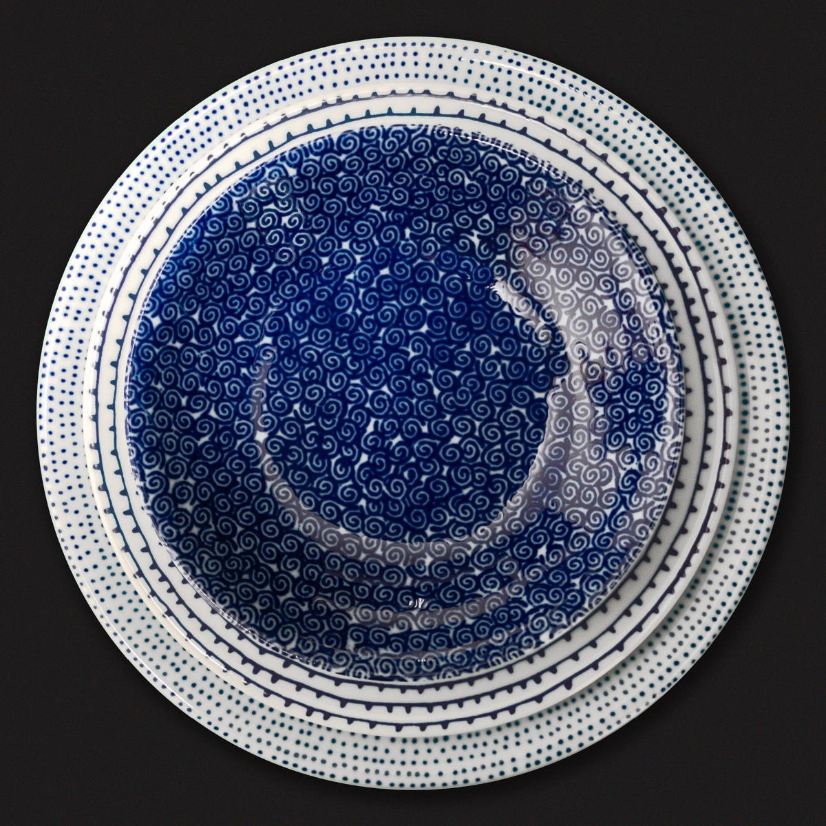 Driade The White Snow Agadir Table Plate Set - Bianco/Blue