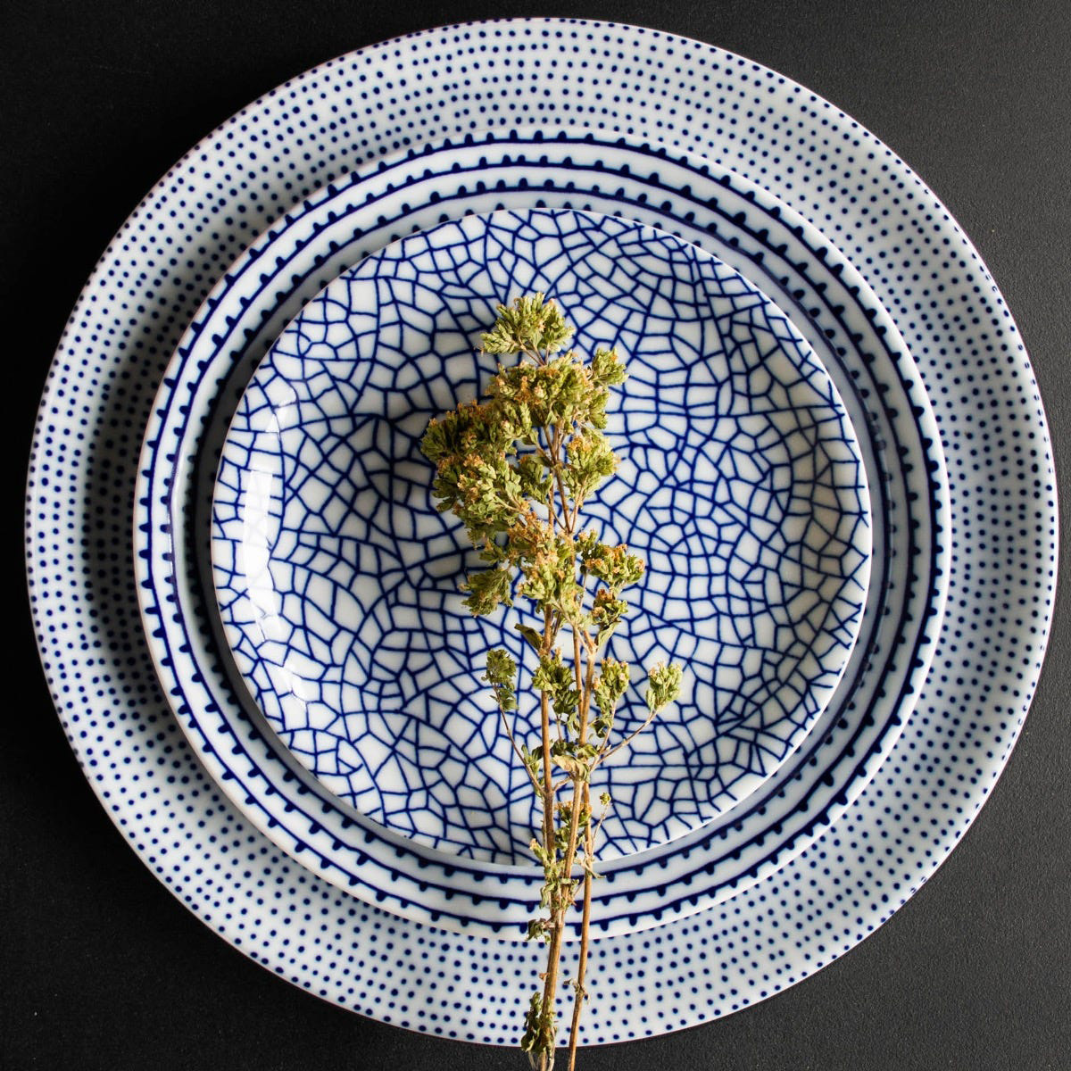 Driade The White Snow Agadir Table Plate Set - Bianco/Blue