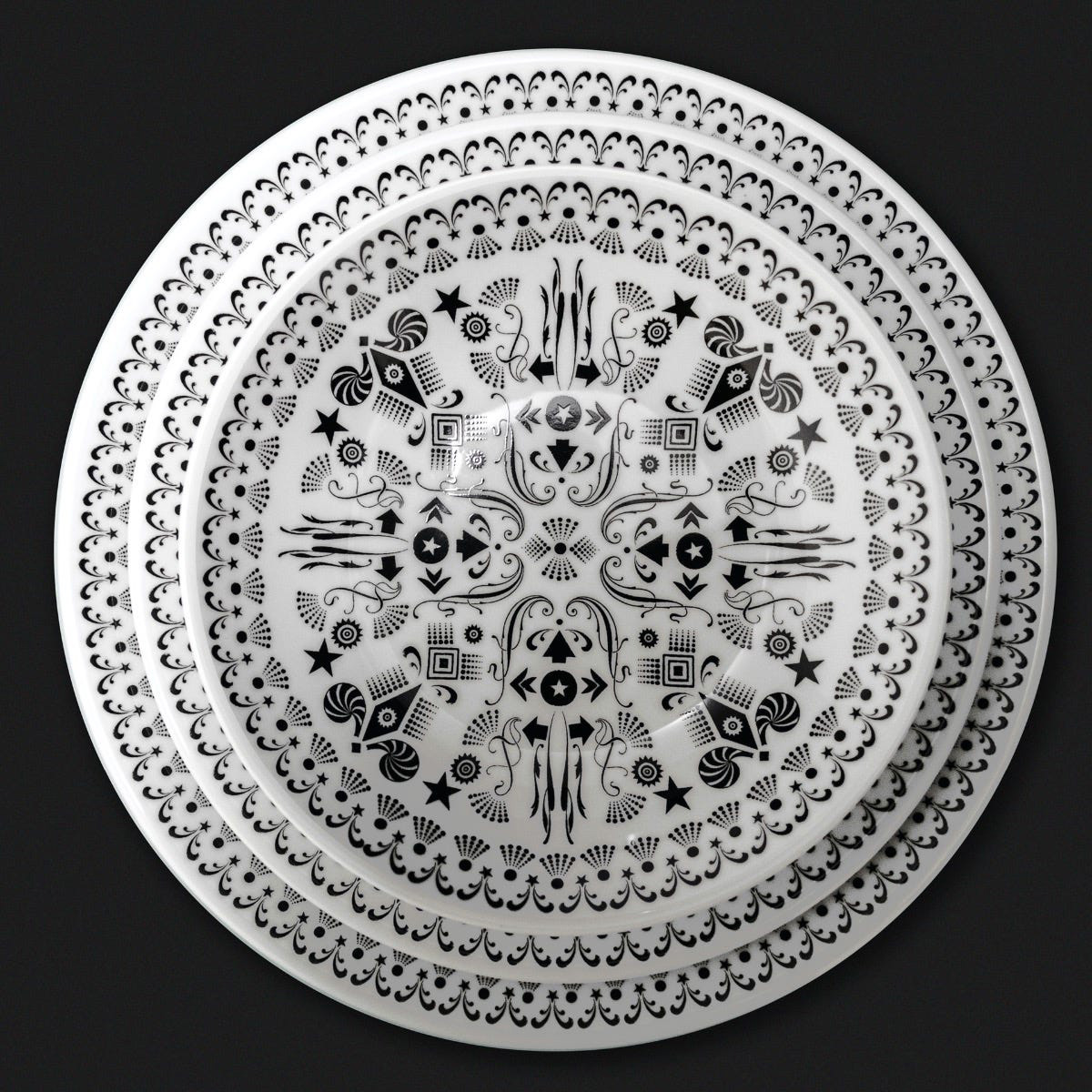 Driade The White Snow Once Upon A Plate Table Plate Set - Bianco/Nero