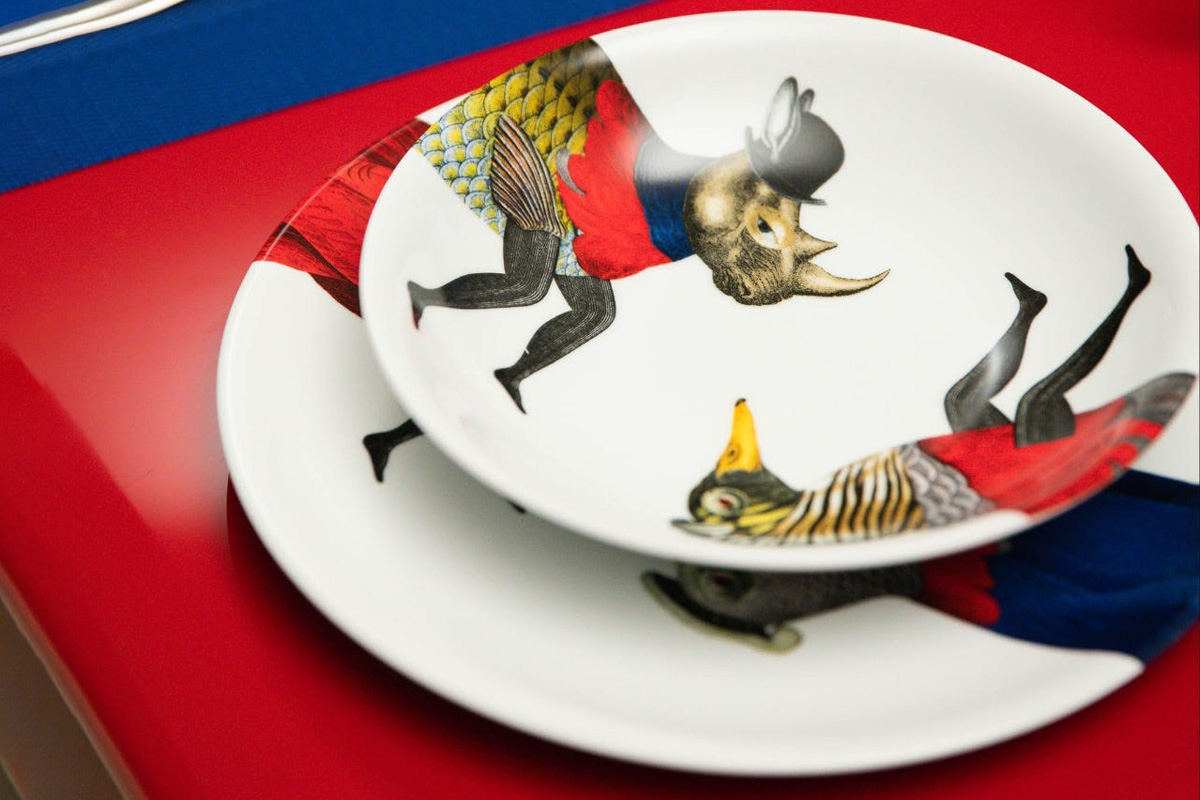 Driade The White Snow Bestiario Della Tavola Table Plate Set - Black/White