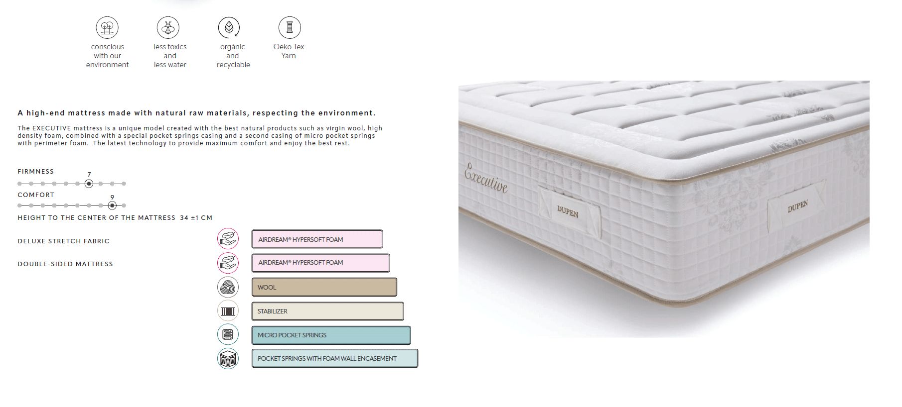 Dupen Executive Mattress - Options:Options1:Size:150x190 cm