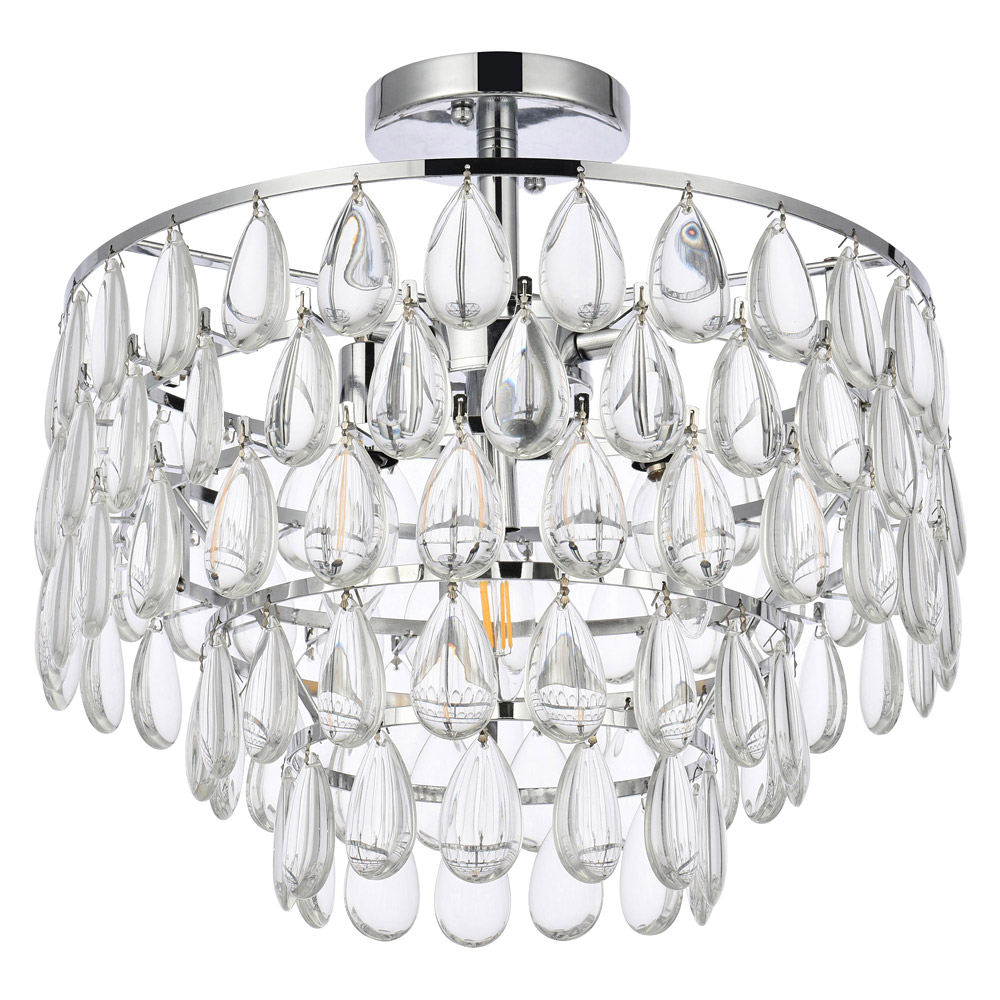 Elegant Flush Mount Light - Chrome, L 16" (1103F16C)