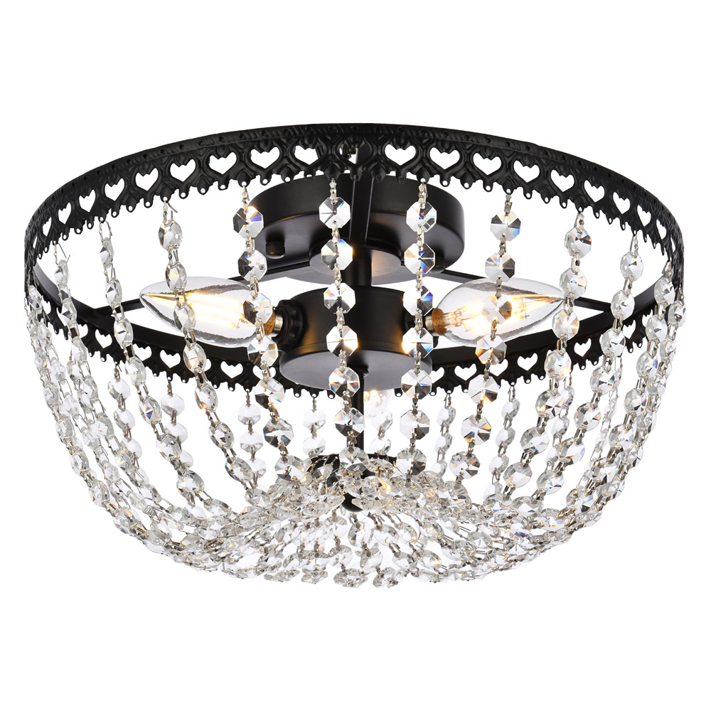 Elegant Flush Mount Light - Black, L 12" (1112F12BK)