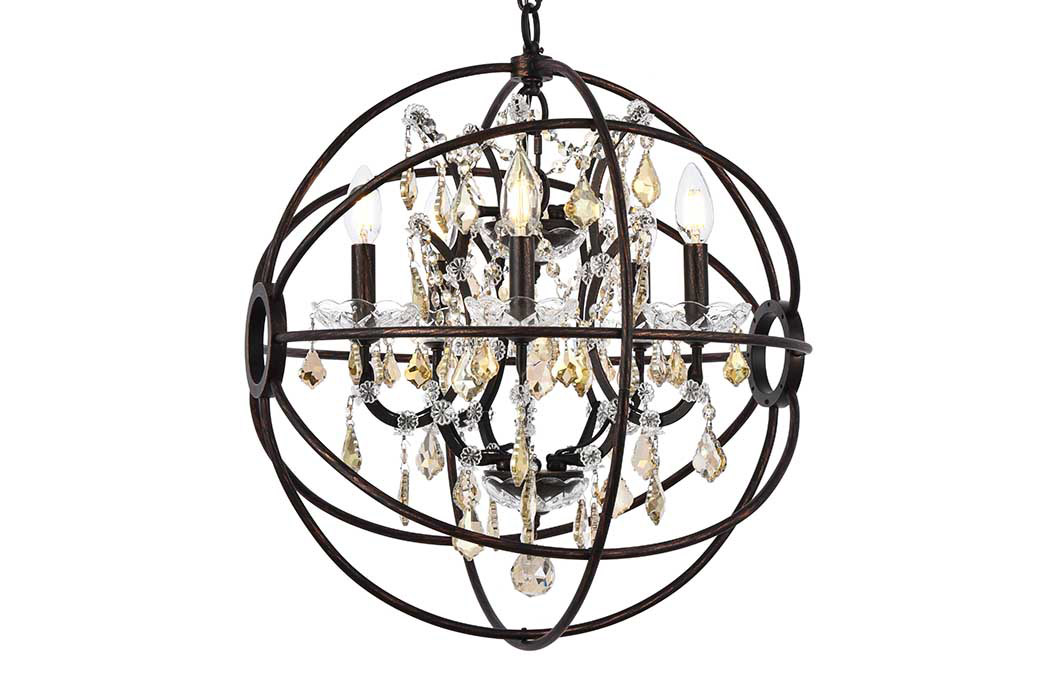 Elegant Urban Classic Geneva Collection Pendant Lamp - Dark Bronze/Gold, L 20" (1130D20DB-GT-RC)