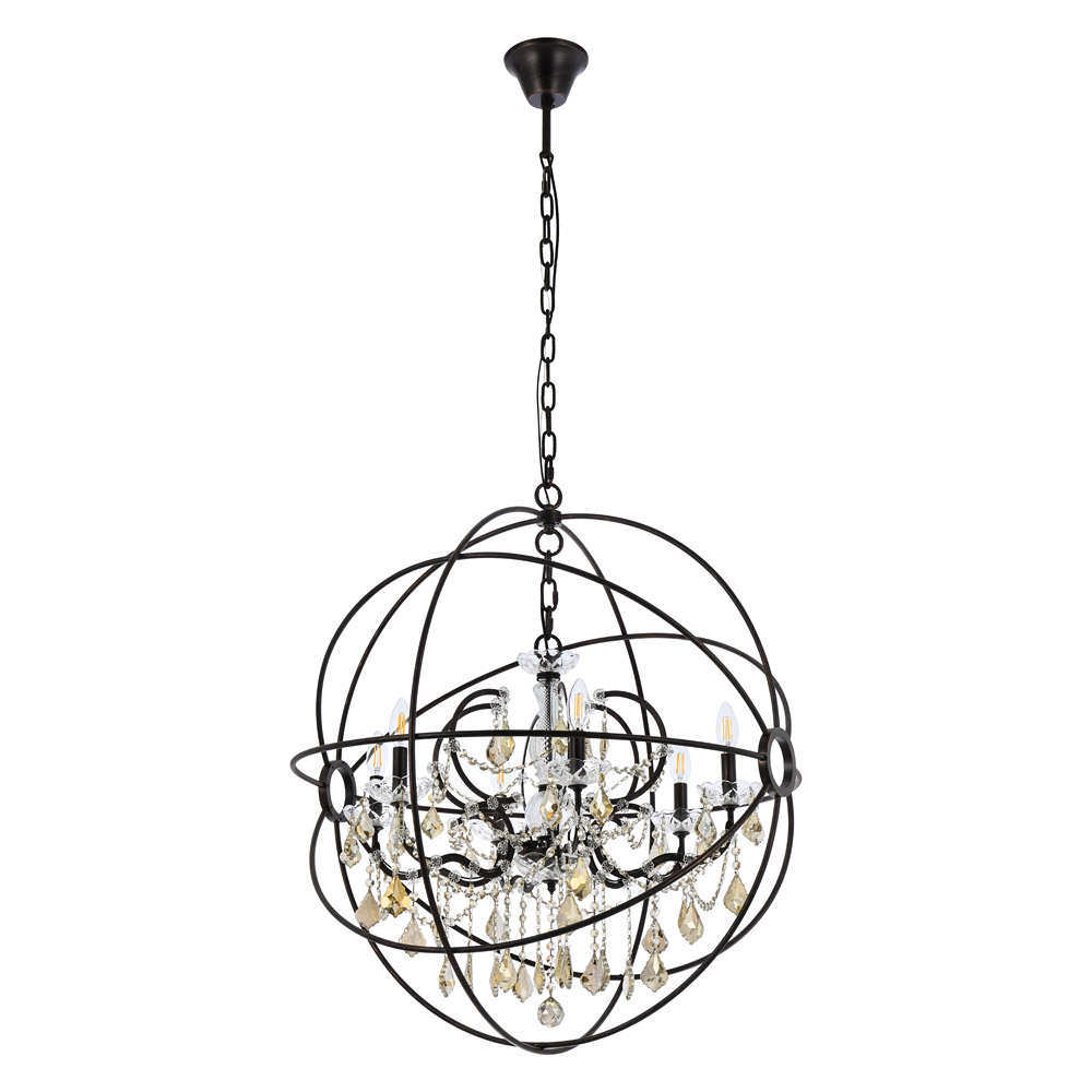 Elegant Urban Classic Geneva Collection Pendant Lamp - Dark Bronze/Gold, L 32" (1130D32DB-GT-RC)