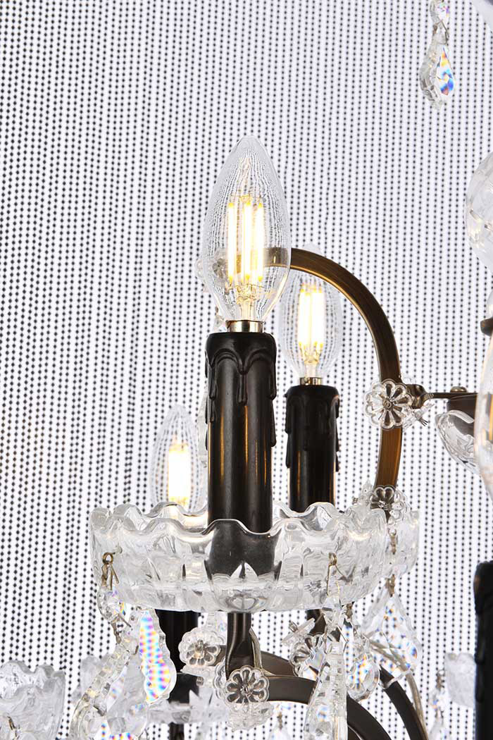 Elegant Vaille Crystal 15 Light Chandelier - Matte Black, L 31.5" (1131D31MB-RC)