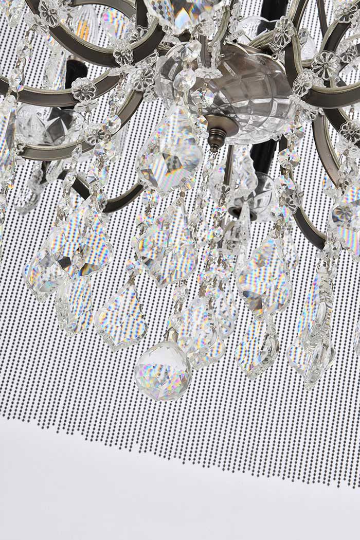 Elegant Vaille Crystal 15 Light Chandelier - Matte Black, L 36" (1131D36MB-RC)