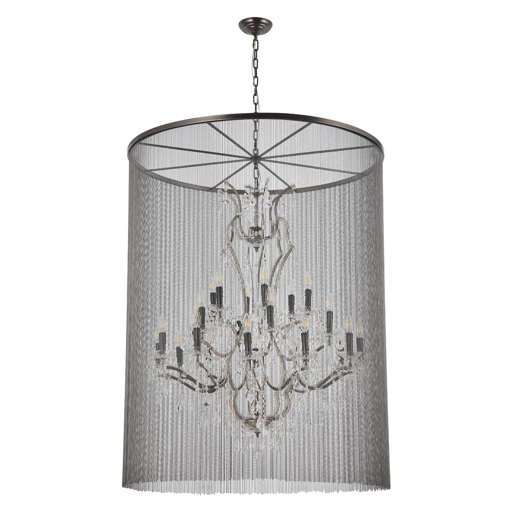 Elegant Vaille Crystal 15 Light Chandelier - Matte Black, L 44" (1131G44MB-RC)