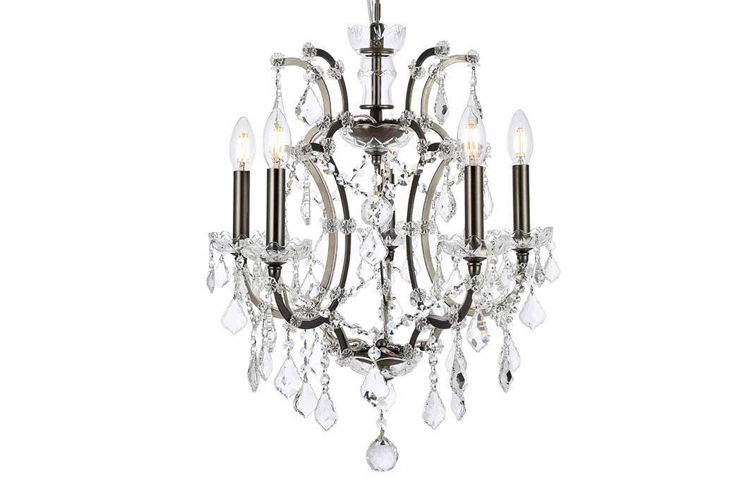 Elegant Rococo 5 Light Chandelier - Polished Nickel, L 18" (1138D18PN-RC)