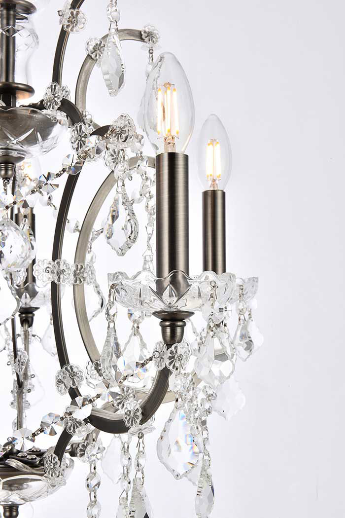 Elegant Rococo 5 Light Chandelier - Polished Nickel, L 18" (1138D18PN-RC)