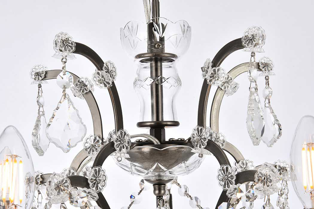 Elegant Rococo 5 Light Chandelier - Polished Nickel, L 18" (1138D18PN-RC)